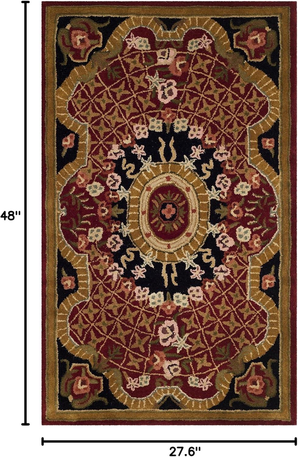 SAFAVIEH Classic Chandler Floral Bordered Wool Area Rug, Burgundy/Black, 2'3" x 4'