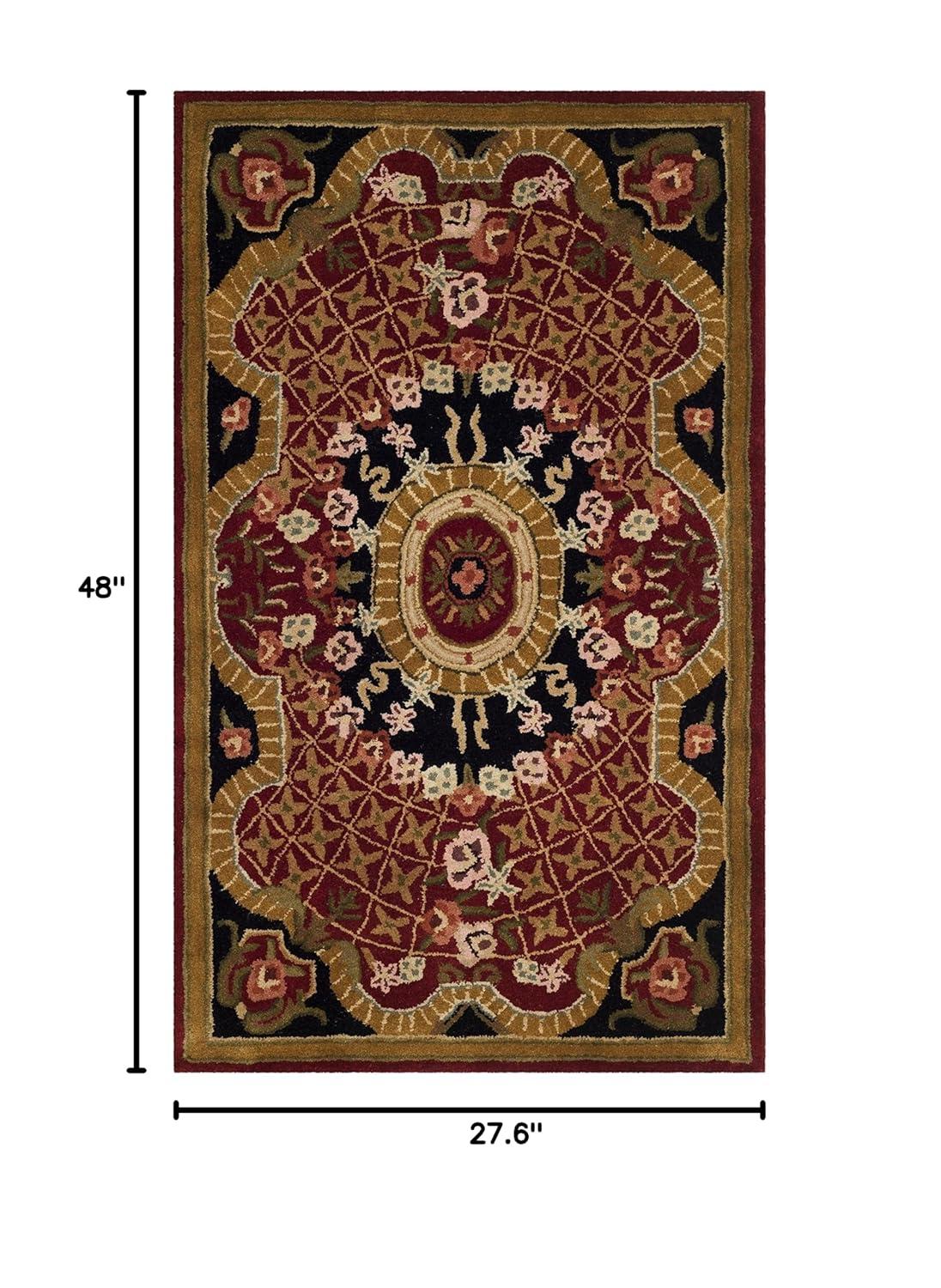 SAFAVIEH Classic Chandler Floral Bordered Wool Area Rug, Burgundy/Black, 2'3" x 4'