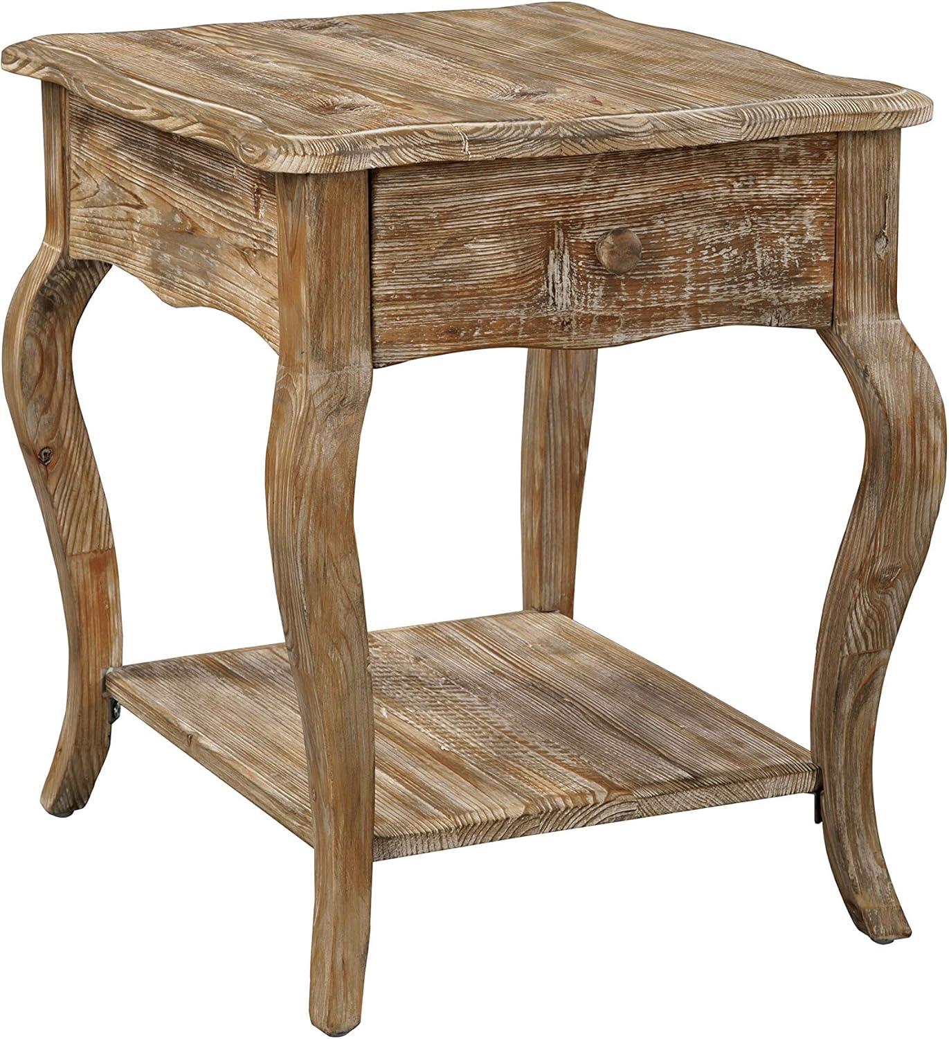 Rustic Driftwood Reclaimed Wood End Table with Storage