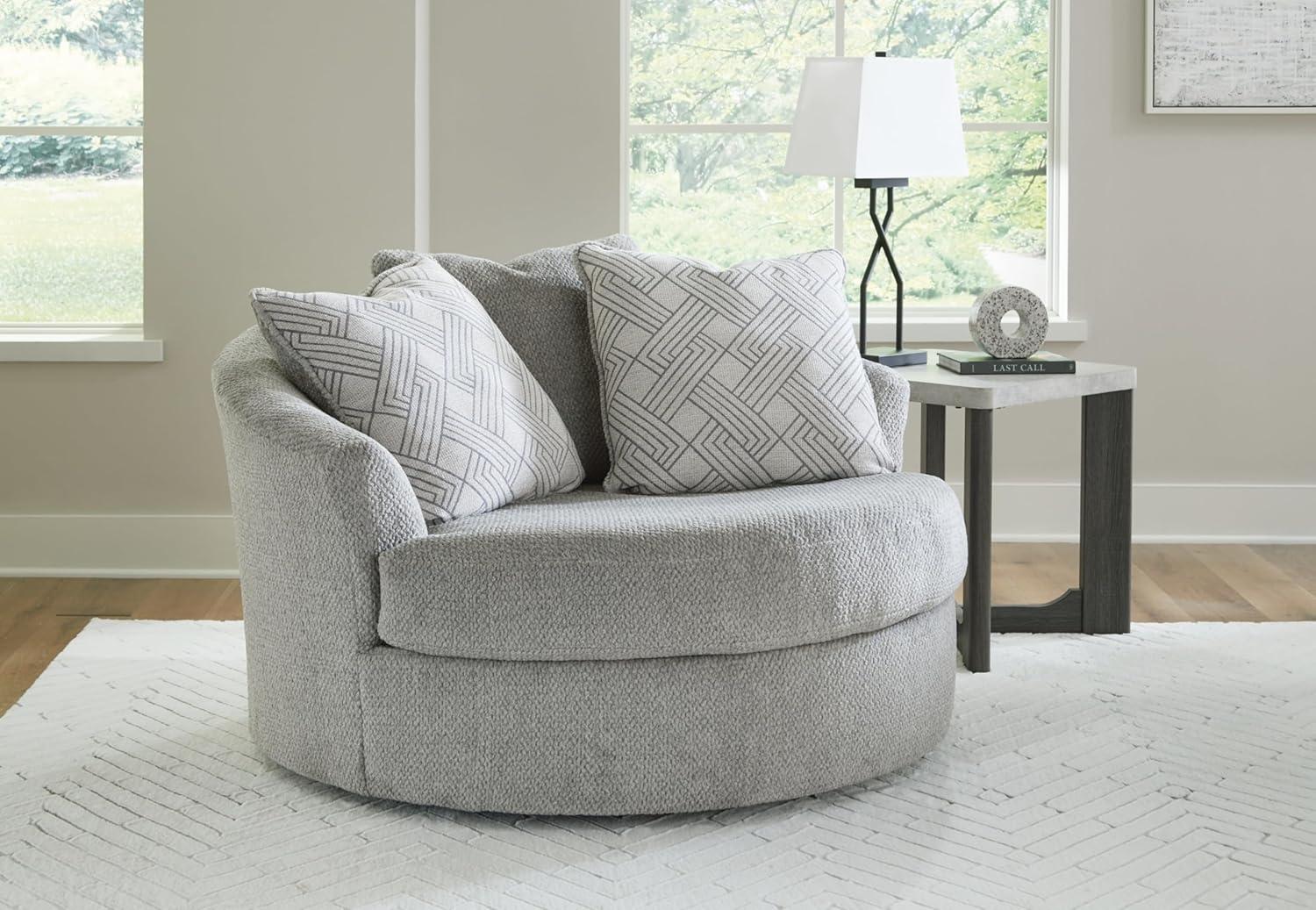 Ashley Furniture Casselbury Cement Oversized Swivel Accent Chair