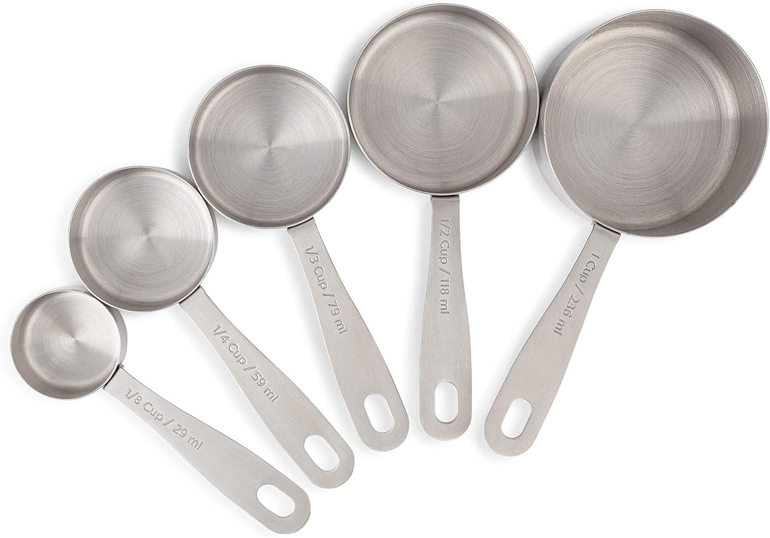 husMait Stainless Steel Measuring Cups - 5 Piece Heavy Duty Measuring Cup Set for Dry Foods, Spices or Liquids