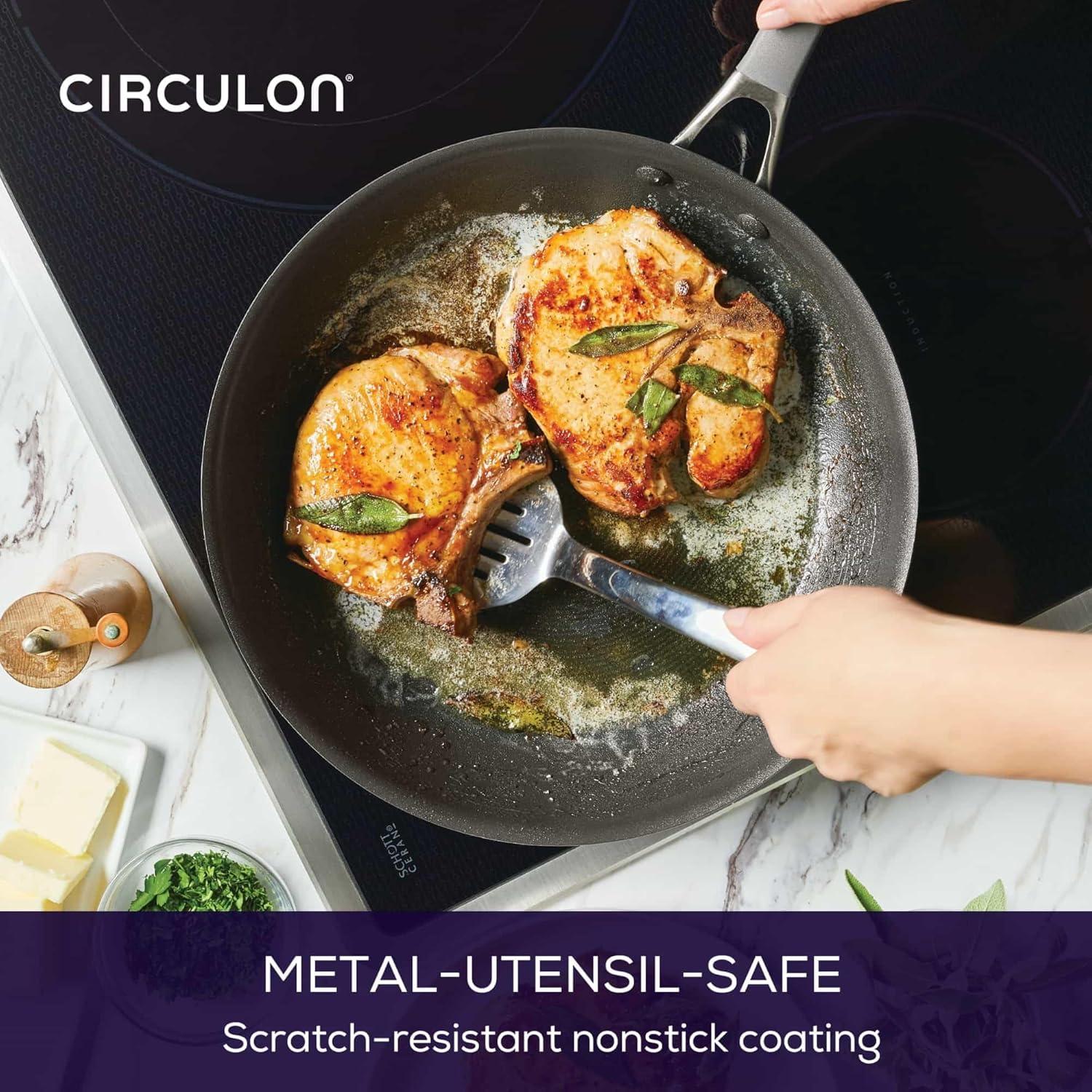 Circulon A1 Series with ScratchDefense Technology 12" Nonstick Induction Frying Pan Graphite: Dishwasher-Safe, Aluminum