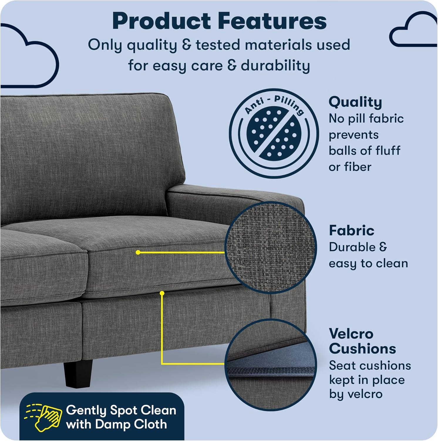 Serta Palisades 73" Track Arm Sofa, Easy Care Fabric, Soft Pillow Back, Pocket Coil Seat Cushions