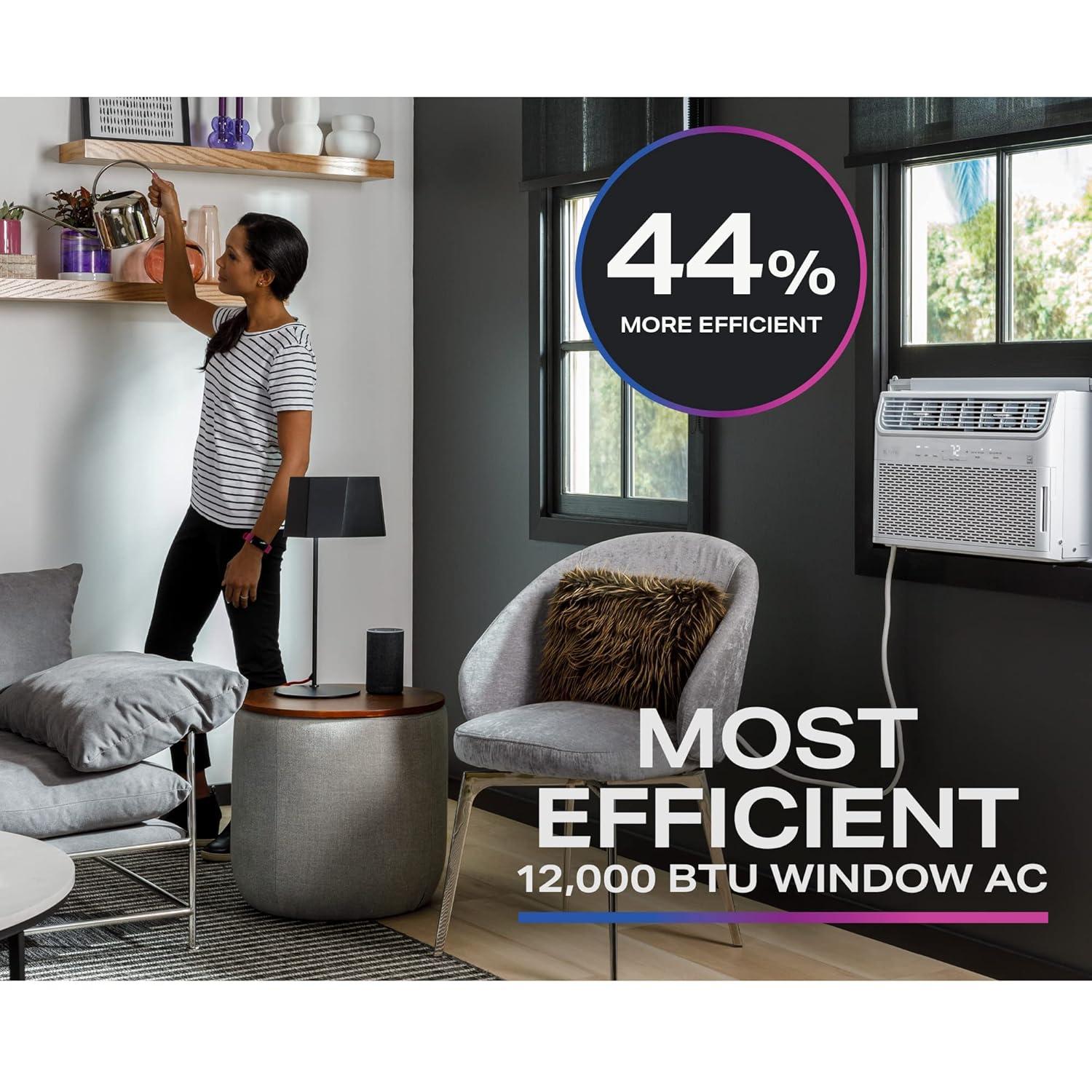 GE 12,000 BTU 110V Smart Window-Mounted Air Conditioner with Wi-Fi