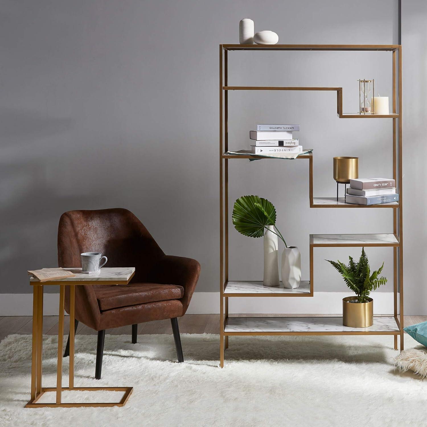 Mercer41 Carbone Marble-Look 5-Tier Display Bookcase Shelf
