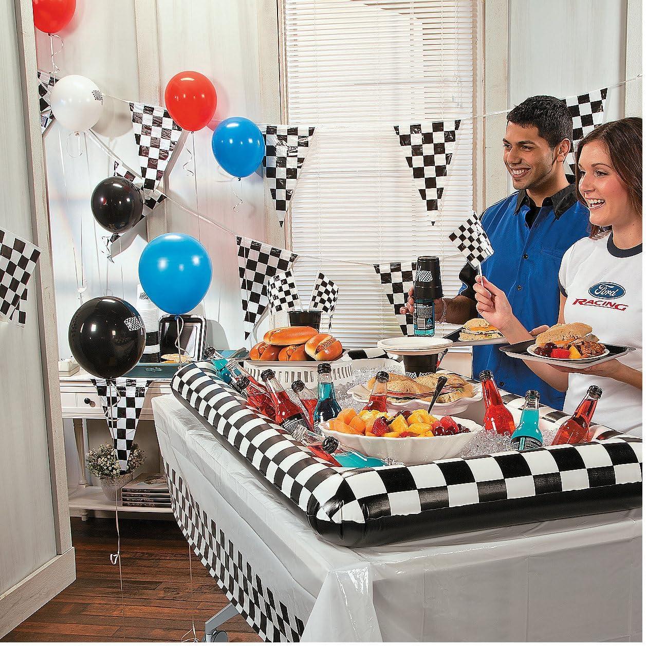 Fun Express Racing Pennant Party Decor 100ft - Colorful Outdoor Flags for Events Festivals Celebrations Parades & Outdoor Parties - Ideal for Decorations at Sporting Events Birthdays & More - 1 Piece