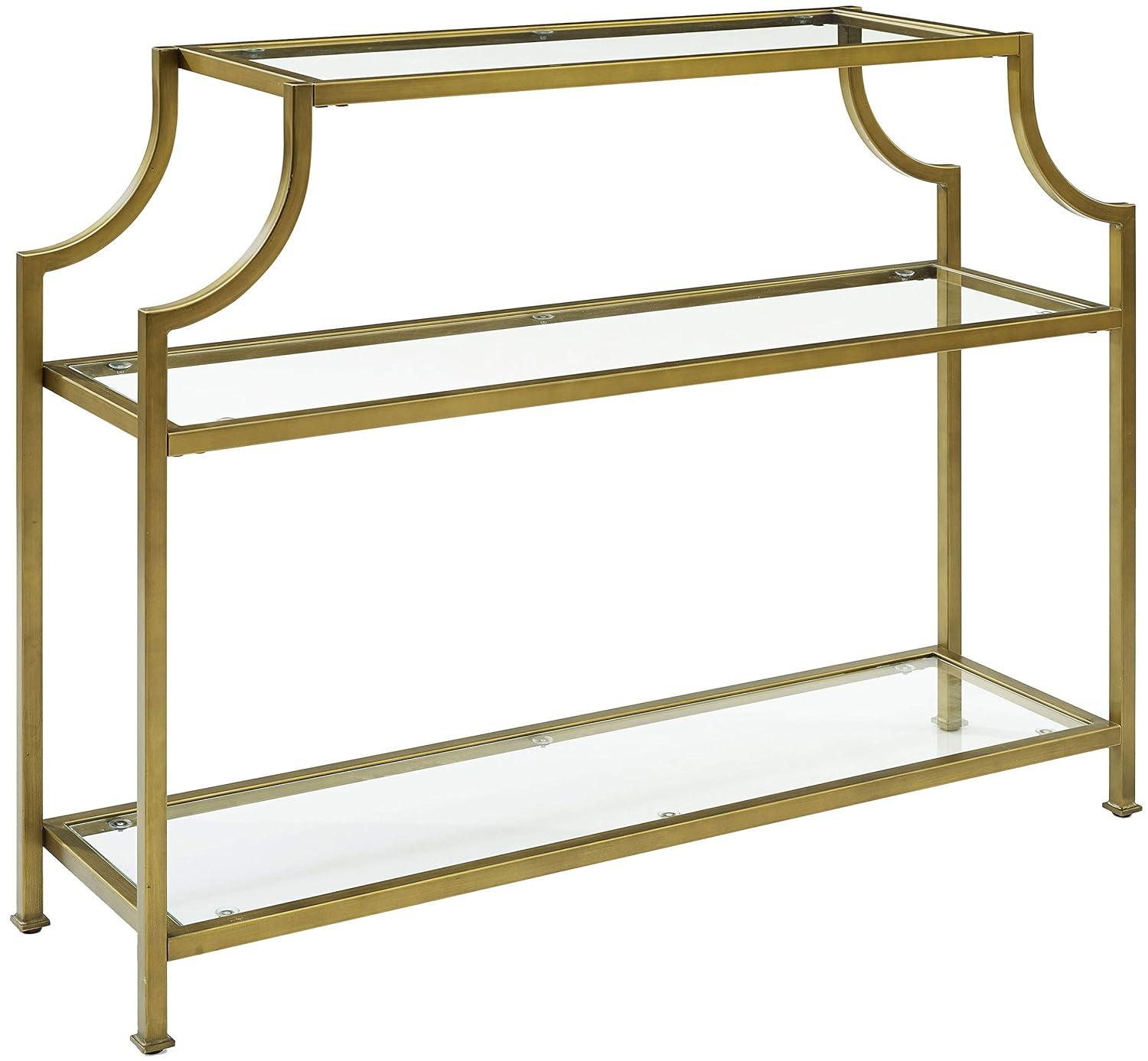Aimee Console Table - Crosley: Elegant Steel Frame, Clear Glass Top, Fixed Shelf, Entryway Furniture