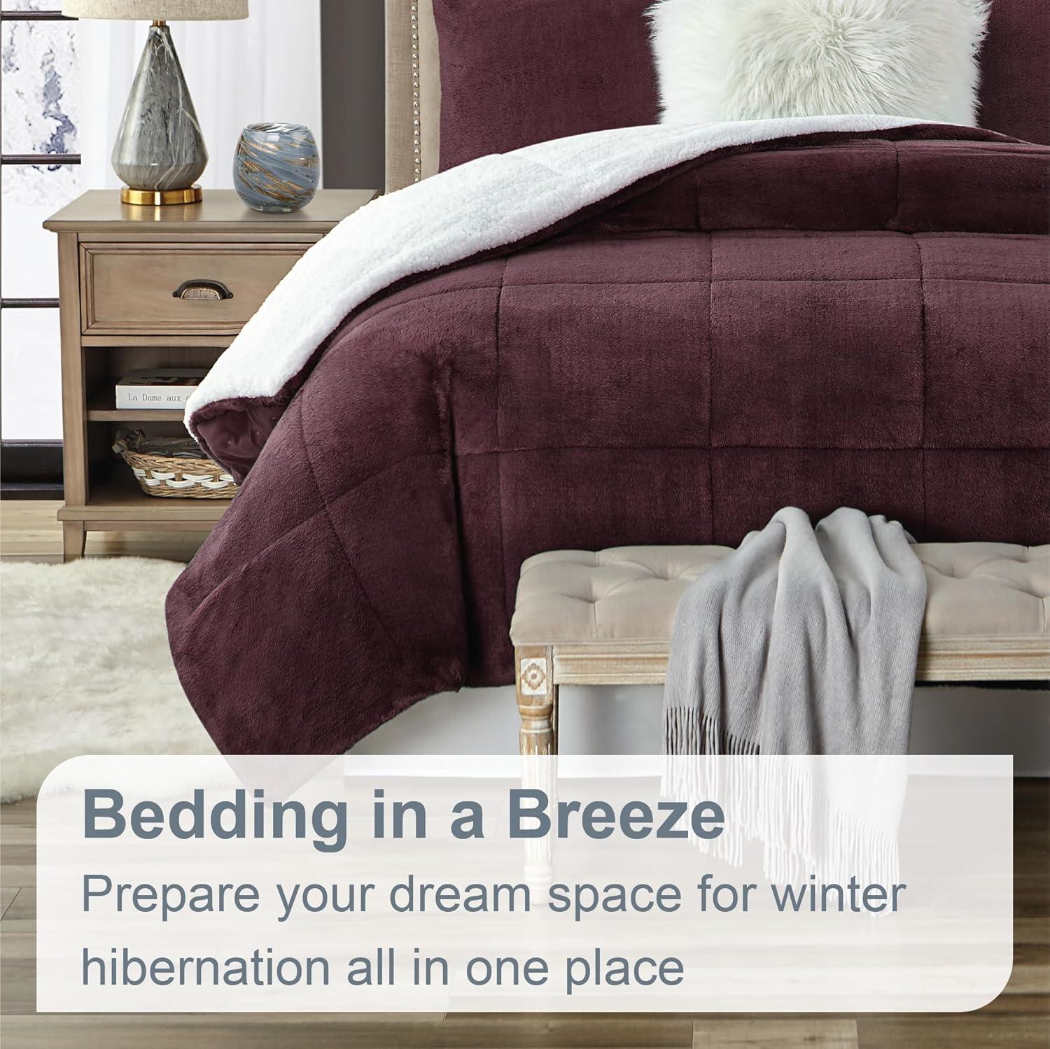 Swift Home Ultra Plush Reversible Faux Fur and Sherpa 3-Piece Comforter Set
