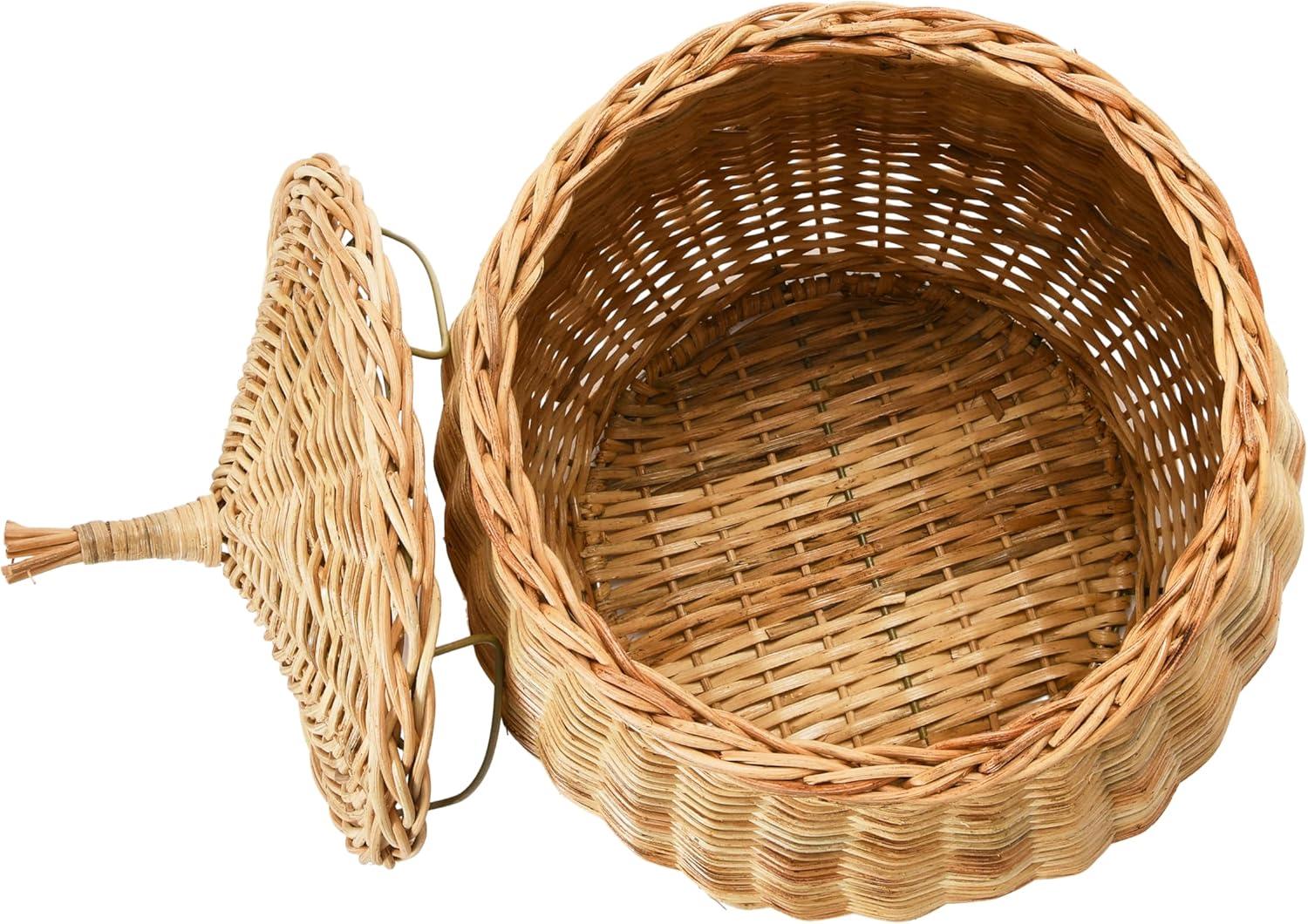 Creative Co-Op Hand-Woven Wicker Basket Storage with Lids, Natural, Set of 2