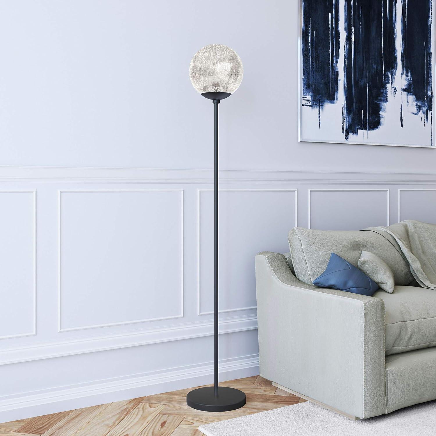 Evelyn&Zoe Oula 66" Tall Floor Lamp with Glass Shade, Blackened Bronze/Mercury Glass
