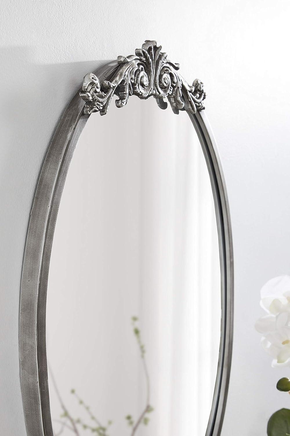 Kate & Laurel All Things Decor 18"x24" Arendahl Traditional Vertical Oval Wall Mirror Silver: No Assembly, Metal Frame, Wall Mounted