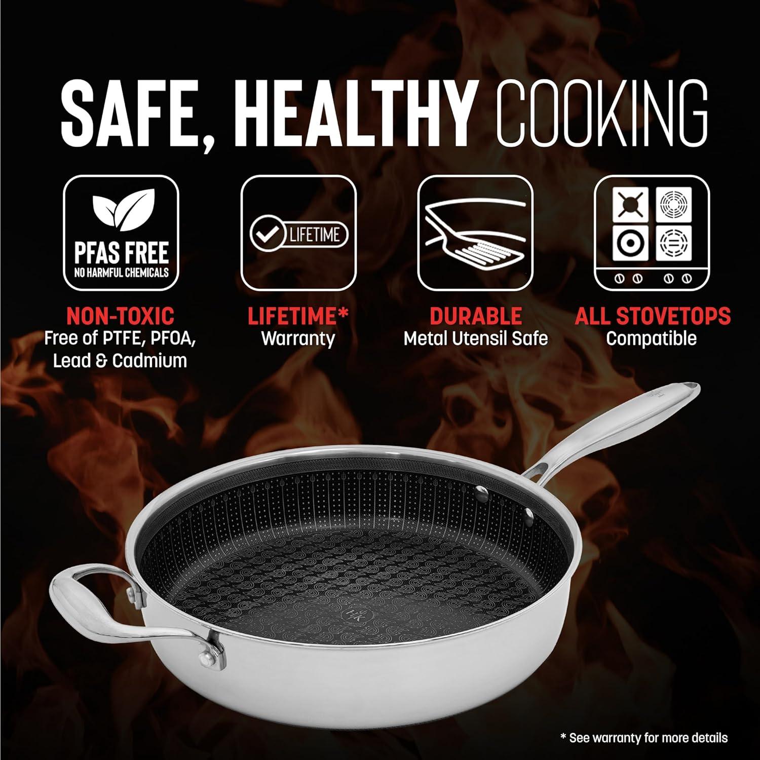 Hell's Kitchen 4 Qt Stainless Steel Hybrid Saute Pan with Lid