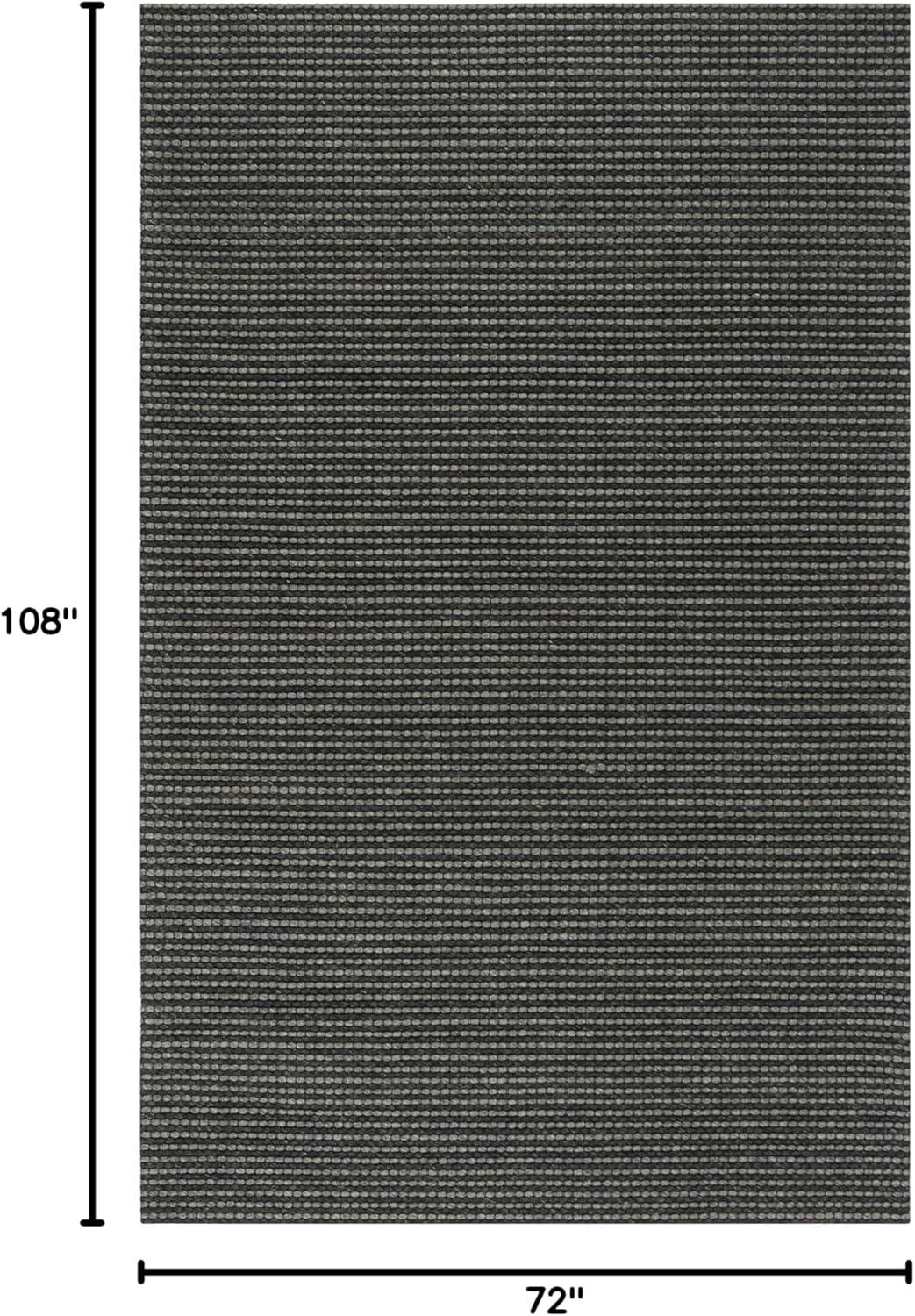 Grey and Black Hand-Tufted Wool Rectangular Area Rug 6' x 9'