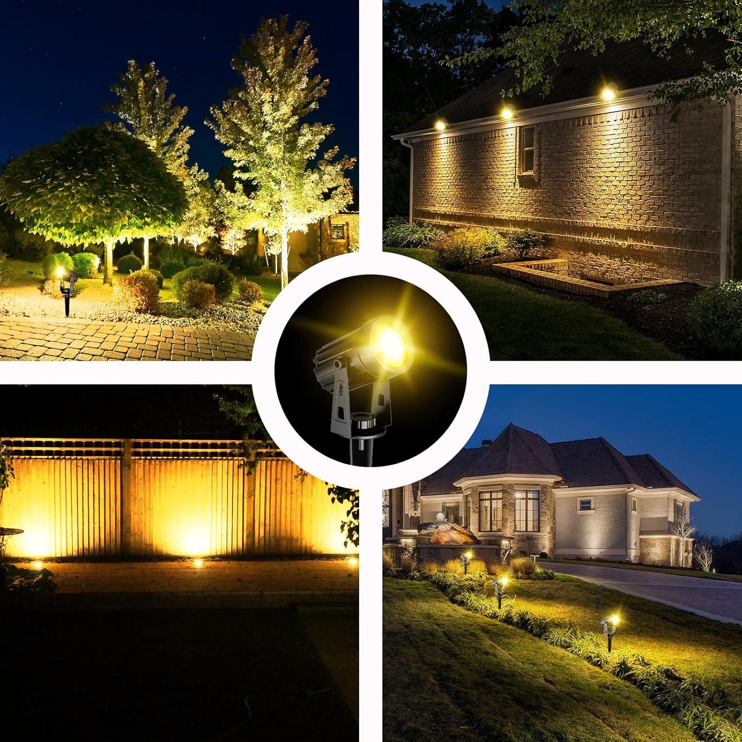 T-SUN LED Landscape Solar Spotlights, Waterproof Outdoor Solar Lights Auto ON/Off Solar Wall Lights for Garden, Driveway, Pathway, Pool Area(Warm White)