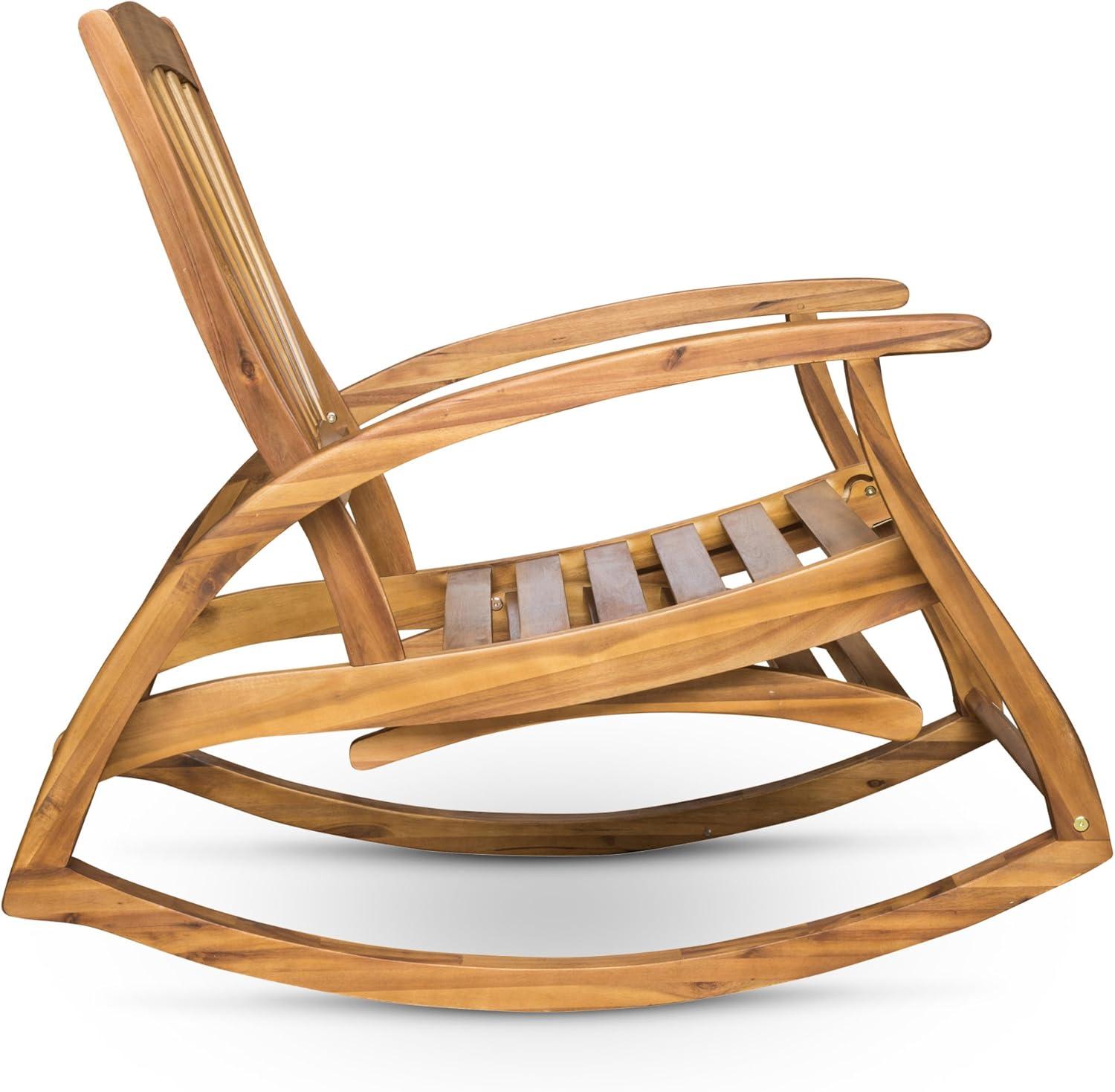 Sunview Acacia Wood Recliner Rocking Chairs - Teak - Christopher Knight Home: Weather-Resistant Patio Furniture with Footrest