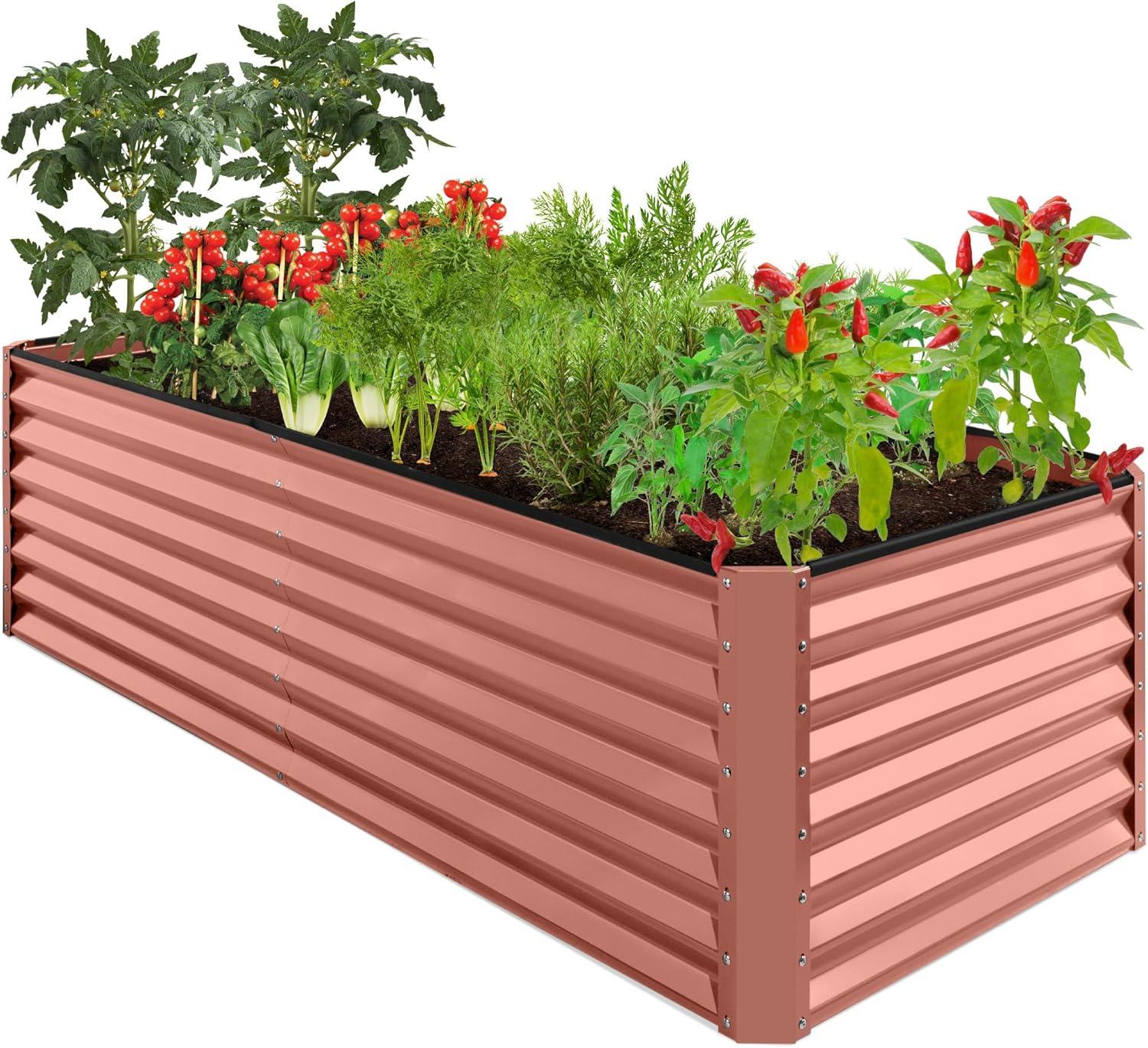 Rosonda 8x4x2ft Outdoor Metal Raised Garden Bed, Planter Box for Vegetables, Flowers, Herbs