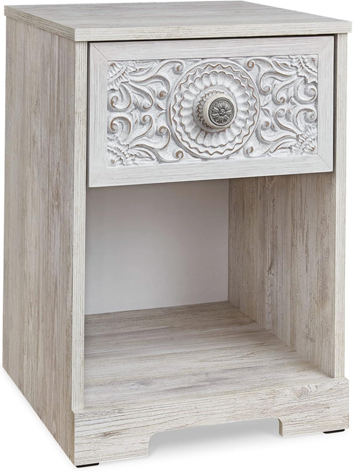 Paxberry Nightstand White - Signature Design by Ashley: Coastal Style, Storage Shelf, Laminated Surface