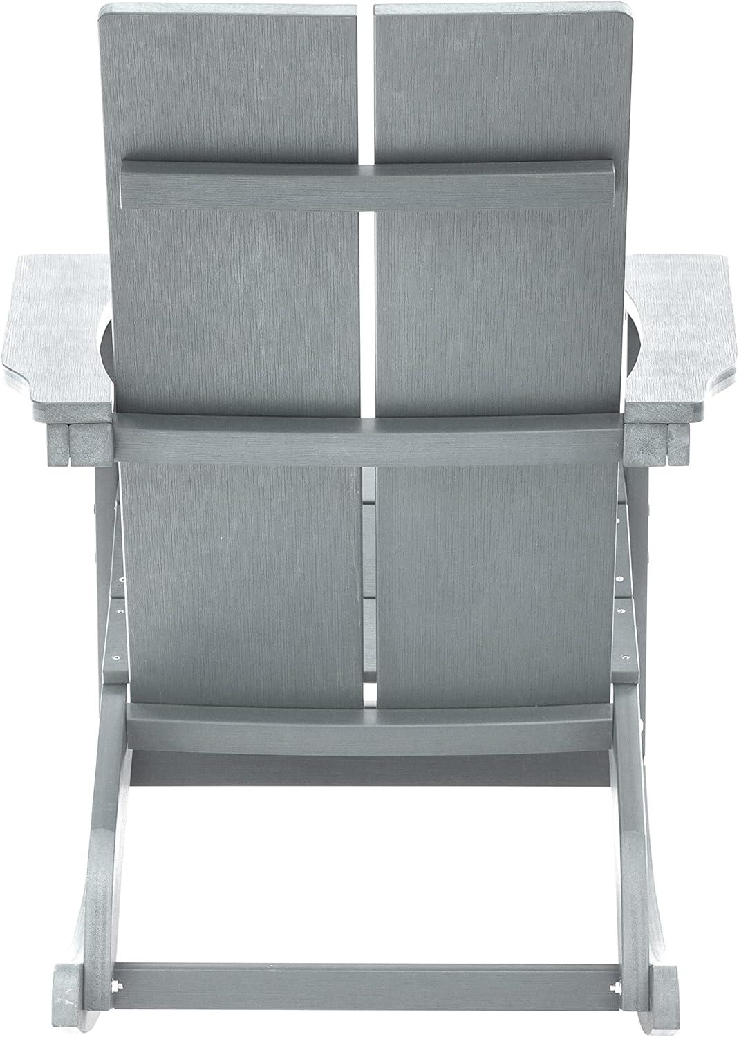 Flash Furniture Finn Modern All-Weather 2-Slat Poly Resin Wood Rocking Adirondack Chair with Rust Resistant Stainless Steel Hardware in Gray