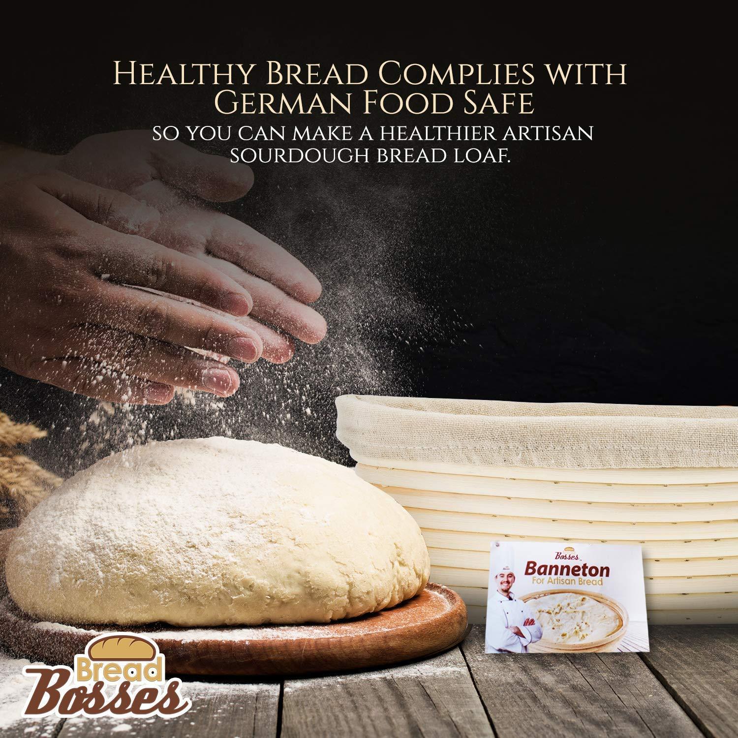 Oval Bread Banneton Proofing Basket - 10 Inch Baskets Sourdough Brotform Proofing Basket Set Banaton Towel for Baking Oval Proofing for Sourdough Bread Making Starter Jar Kit - Great As A Gift