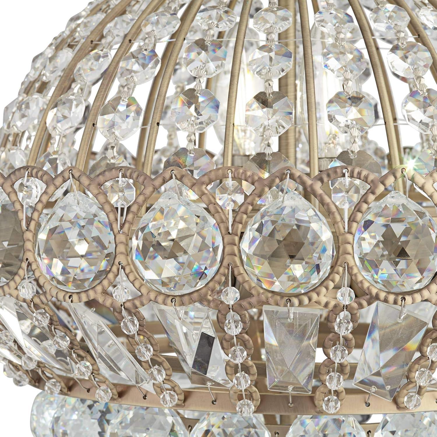 Vienna Full Spectrum Wallingford Antique Brass Chandelier 16" Wide French Crystal Glass 6-Light Fixture for Dining Room House Kitchen Island Entryway