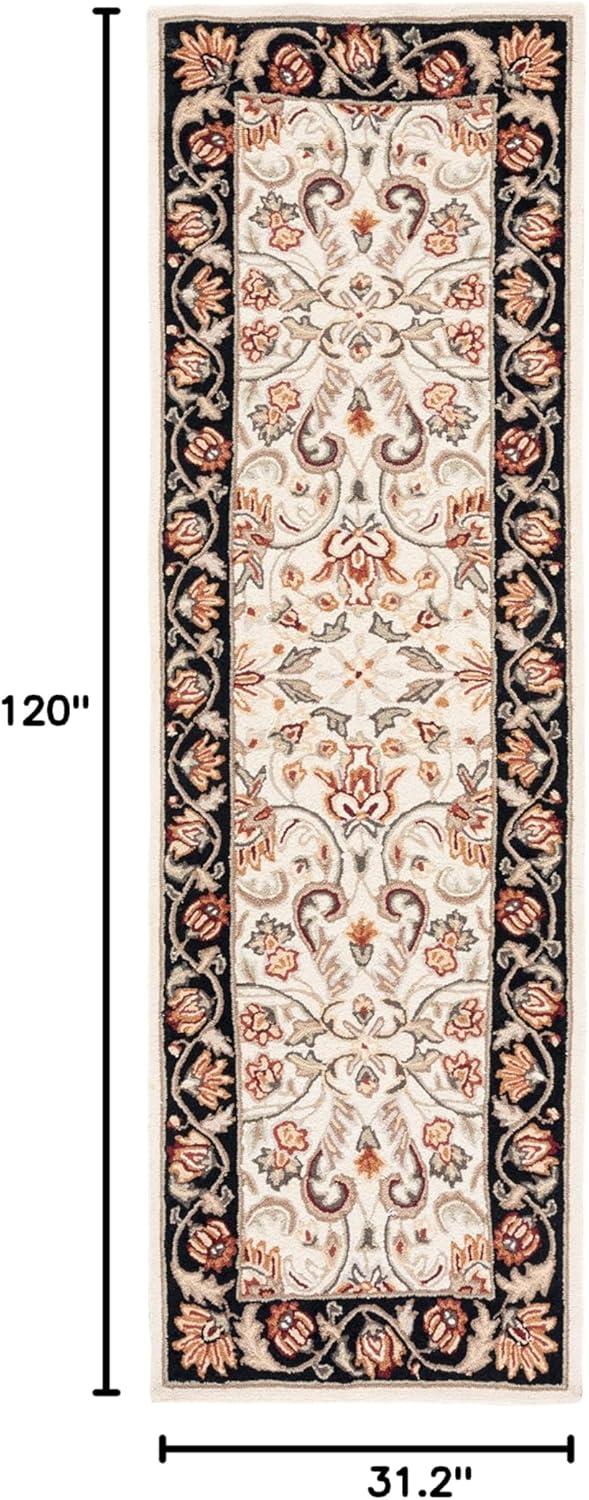 Easy Care EZC101 Hand Hooked Runner Rug - Ivory/Black - 2'6"x10' - Safavieh.