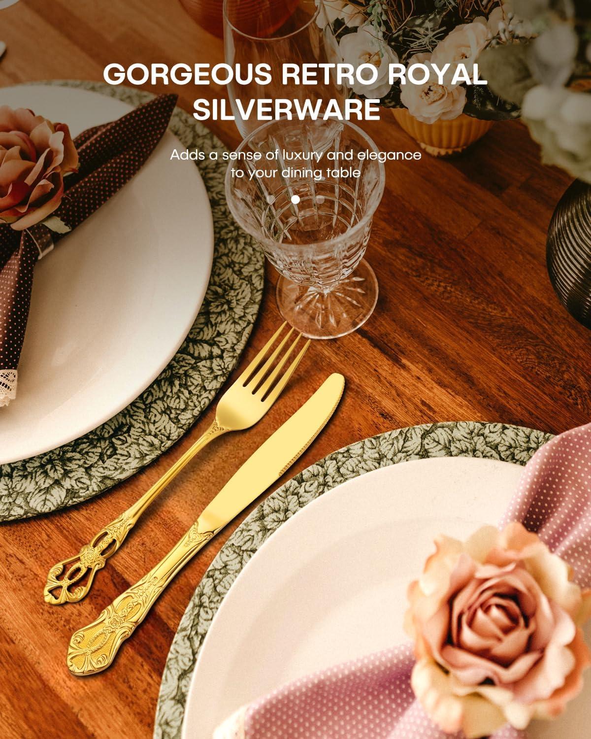 Astoria Grand 24-Piece Stainless Steel Royal Silverware Set for 4 - Complete Cutlery Set with Forks, Spoons, Knives, and Gift Box