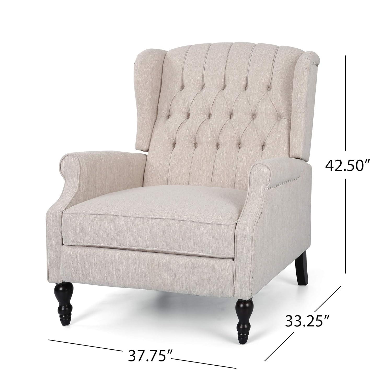 GDFStudio Dunham Contemporary Fabric Upholstered Tufted Oversized Push Back Recliner, Beige
