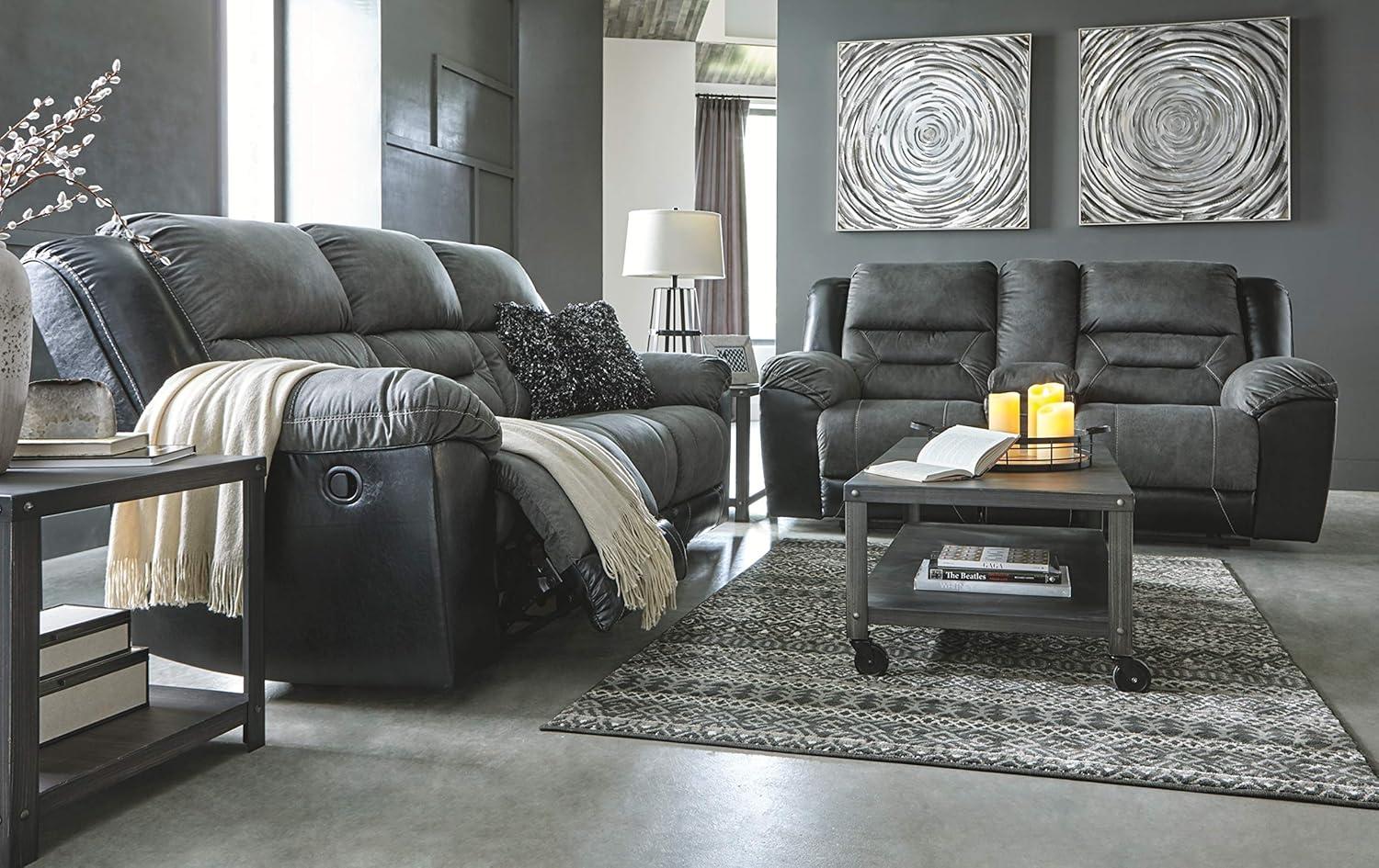 Signature Design by Ashley Earhart Reclining Loveseat with Console in Slate