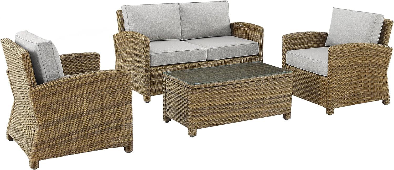 Bradenton Weathered Brown Outdoor Wicker 4pc Conversation Set