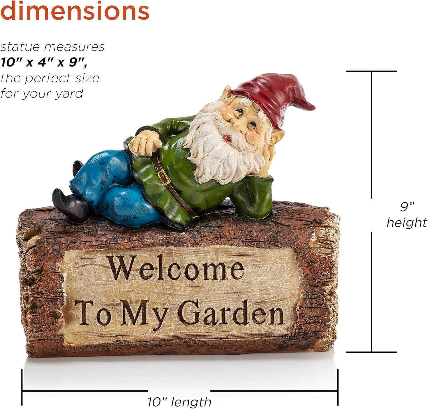 Alpine Corporation Gnome and Welcome Sign Statue