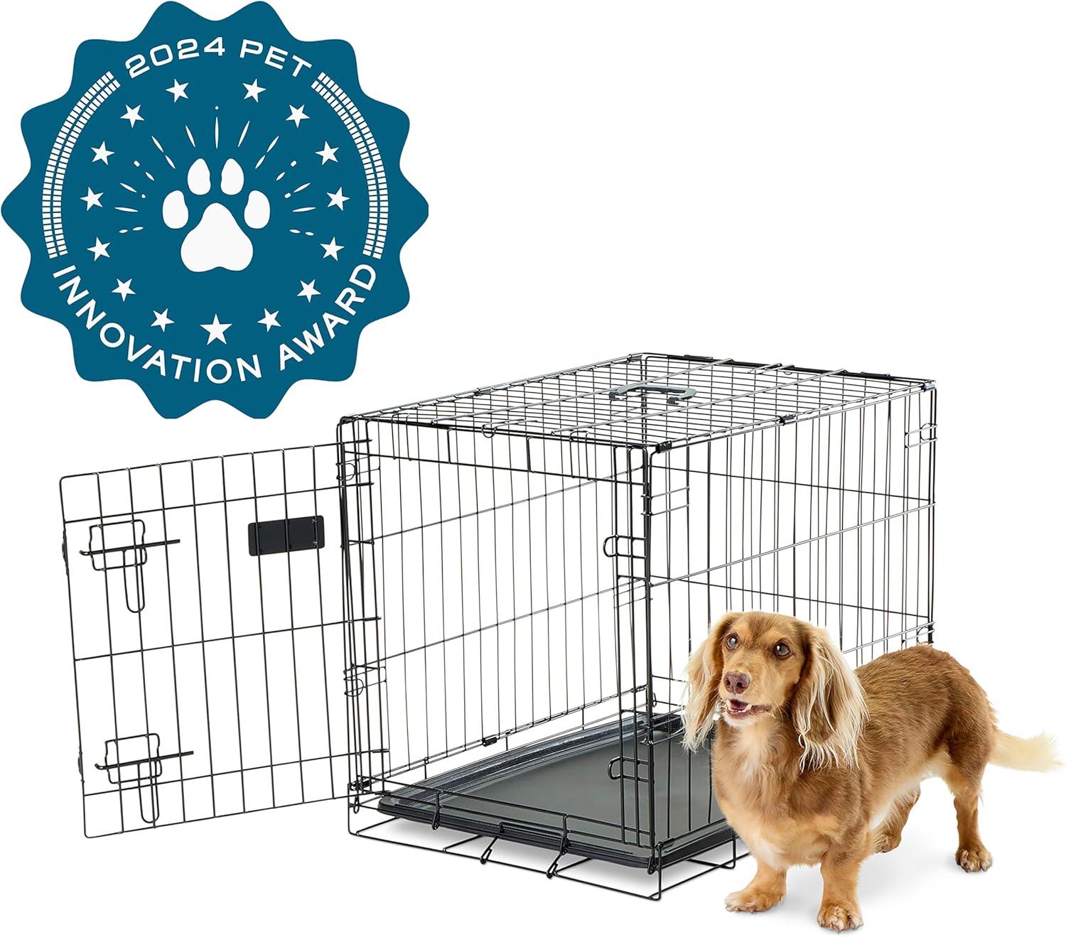 Carlson Pet Products Secure and Foldable Single Door Metal Dog Crate, Small, Black, 24” L x 18” W x 20.5” H