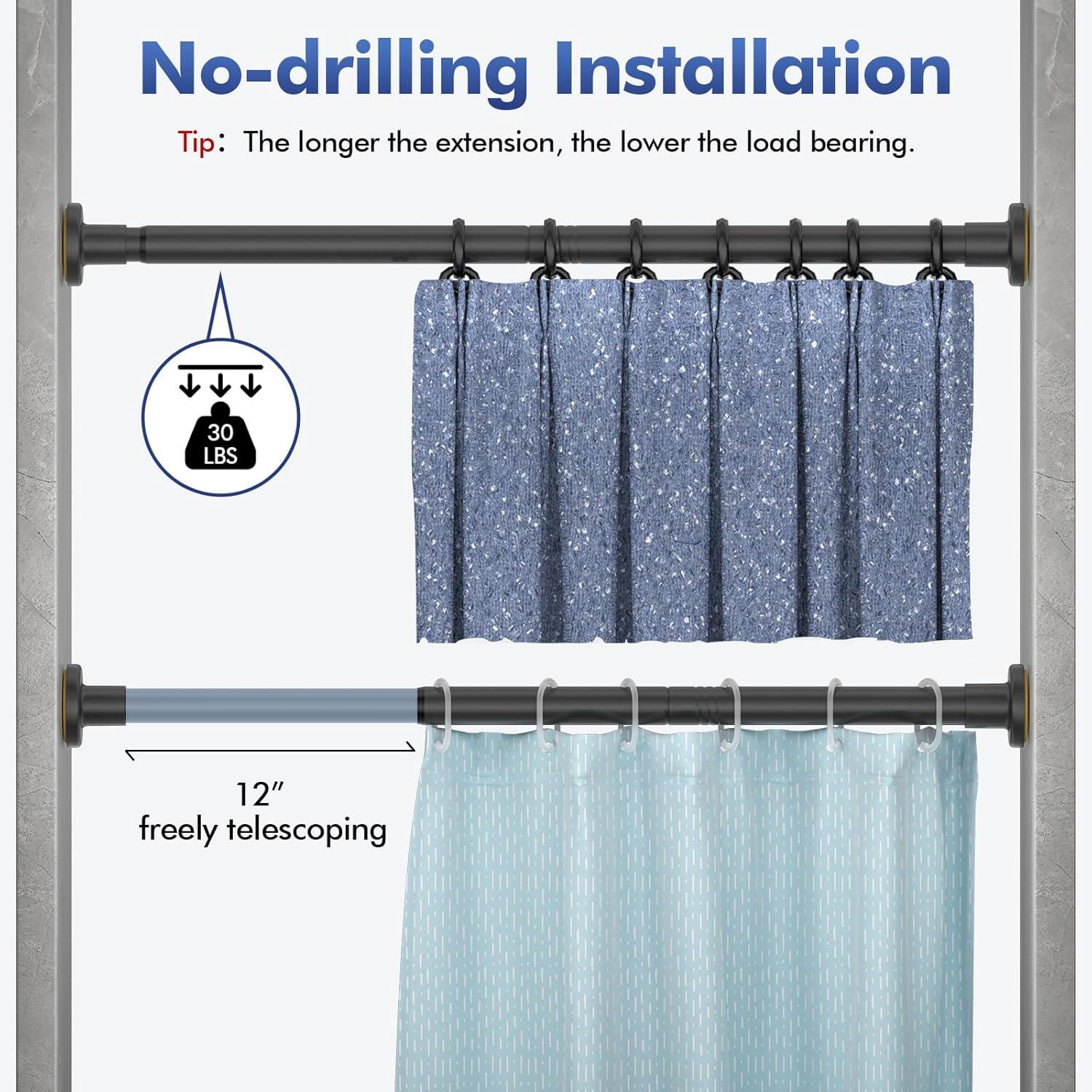 The Shower Curtain Rod, Adjustable 32-89 Inch Spring Tension Shower Rods.