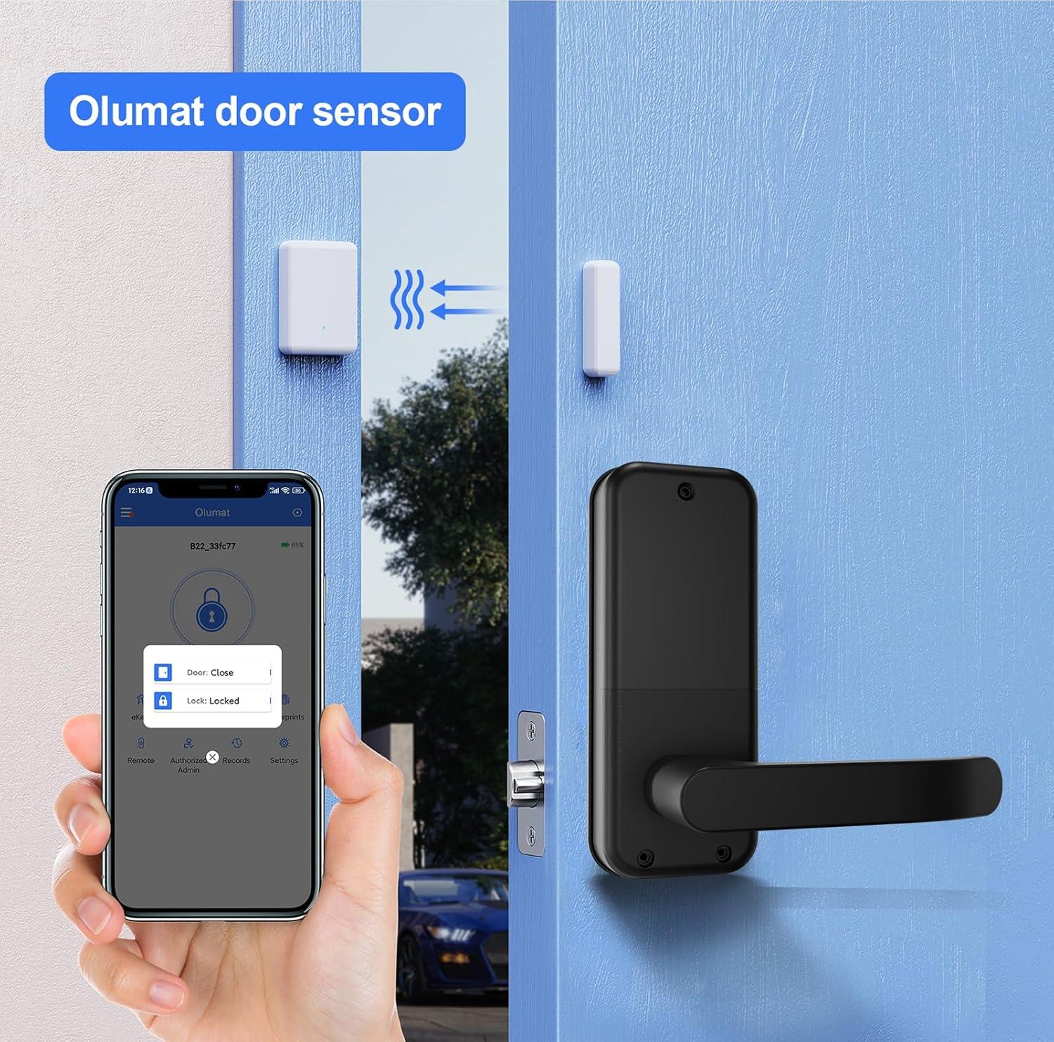 Smart Lock with Handle: Wi-Fi Keyless Entry Door Lock - Smart Locks for Front Door - Biometric Fingerprint Door Lock - Smart Door Lock with Keypad - Garage Door with App Control - Auto Lock