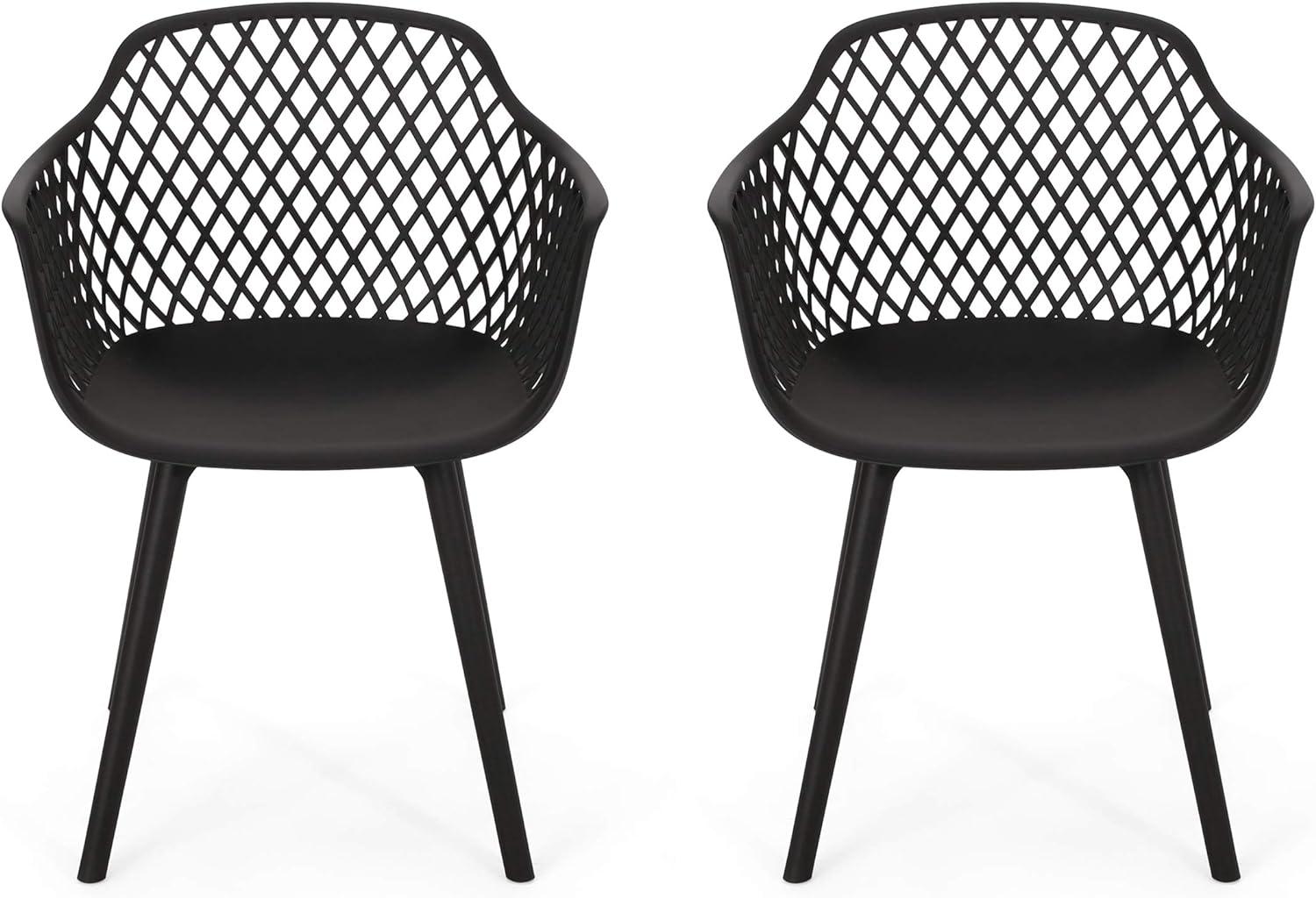 Christopher Knight Home Poppy Modern Resin Dining Chairs, Black