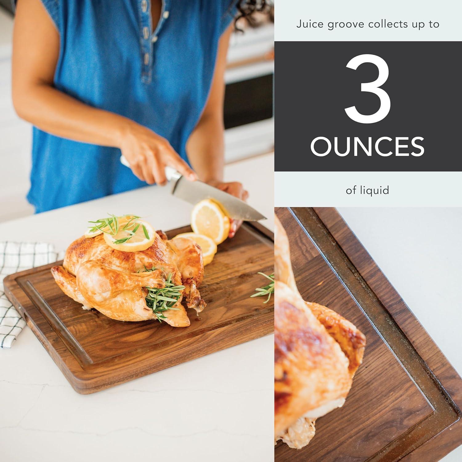 Rossie Home Black Walnut Reversible Cutting Board with Juice Grooves, 14" x 11" x 1"