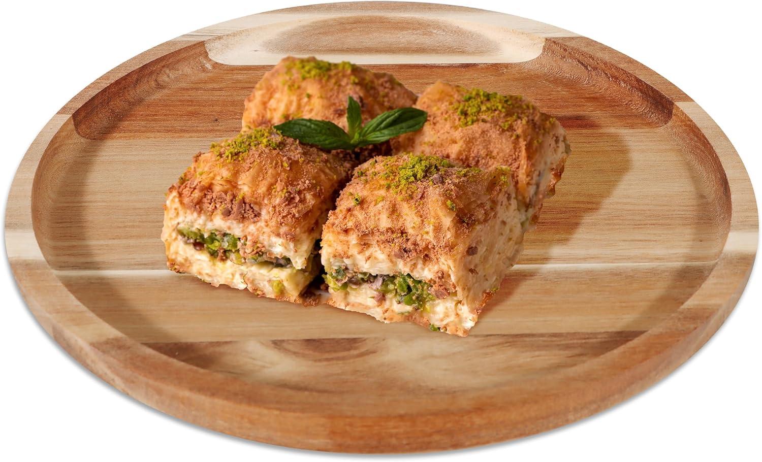 11 in Acacia Wooden Dinner Plate Set (Set of 4)