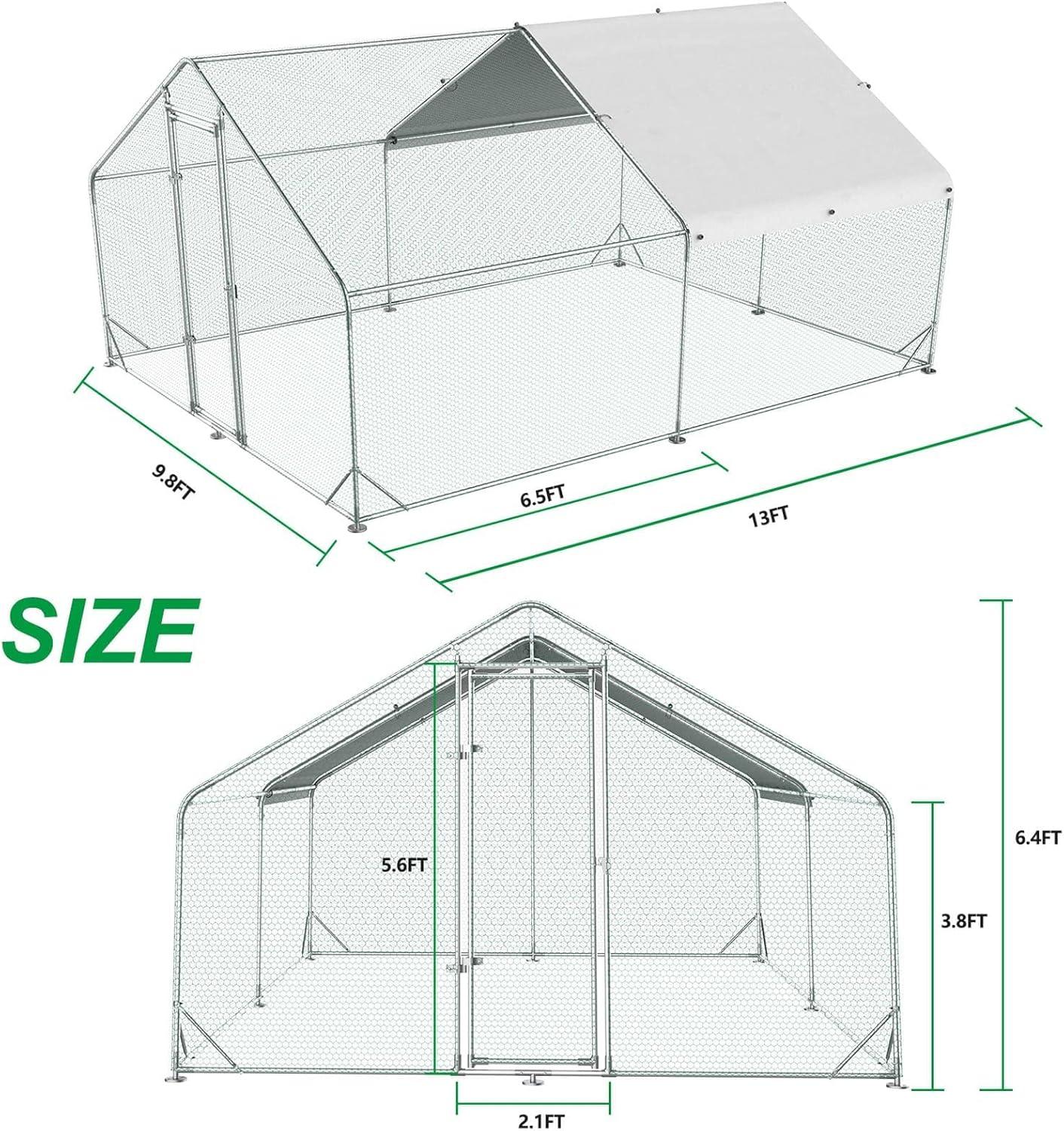 Large Metal Chicken Coop with Waterproof Cover