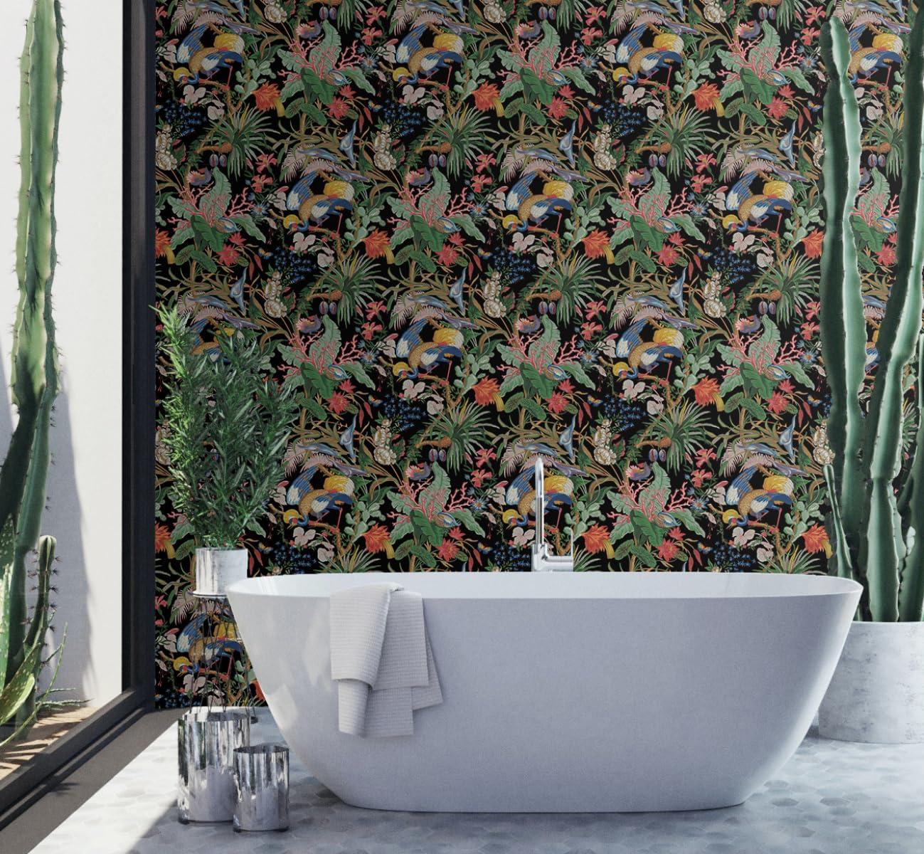 NextWall Ebony Tropical Canopy Peel and Stick Wallpaper