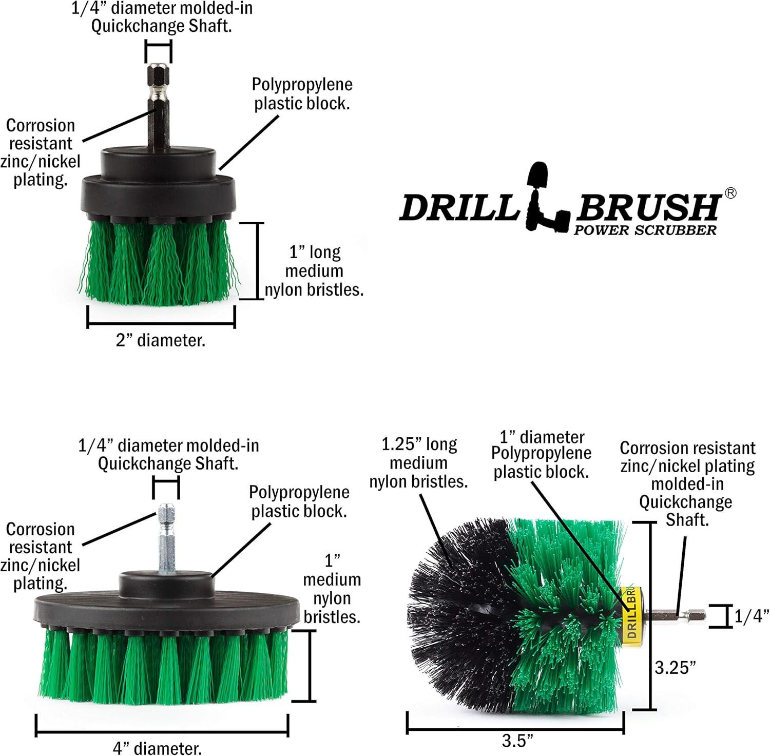 Green Nylon Bristle Drill Brush Set for Kitchen Cleaning
