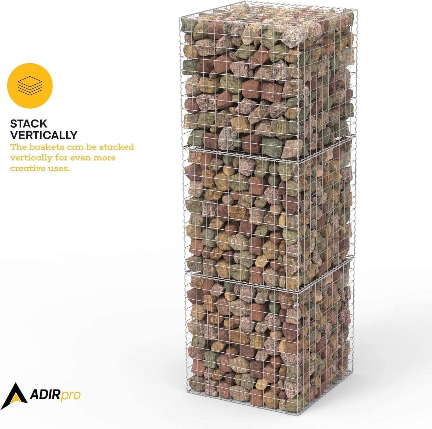 AdirPro Heavy Gauge Welded Gabion Basket, 3 Cubic Feet, 3 pack