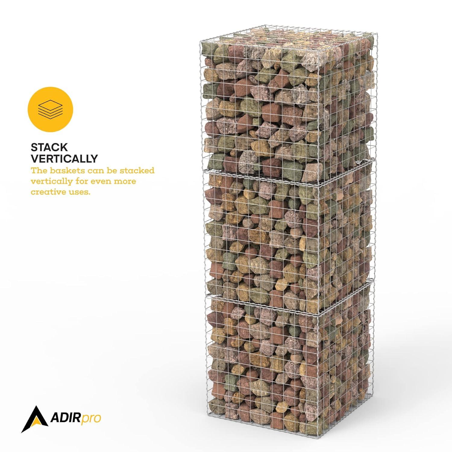 AdirPro Heavy Gauge Welded Gabion Basket, 3 Cubic Feet, 3 pack