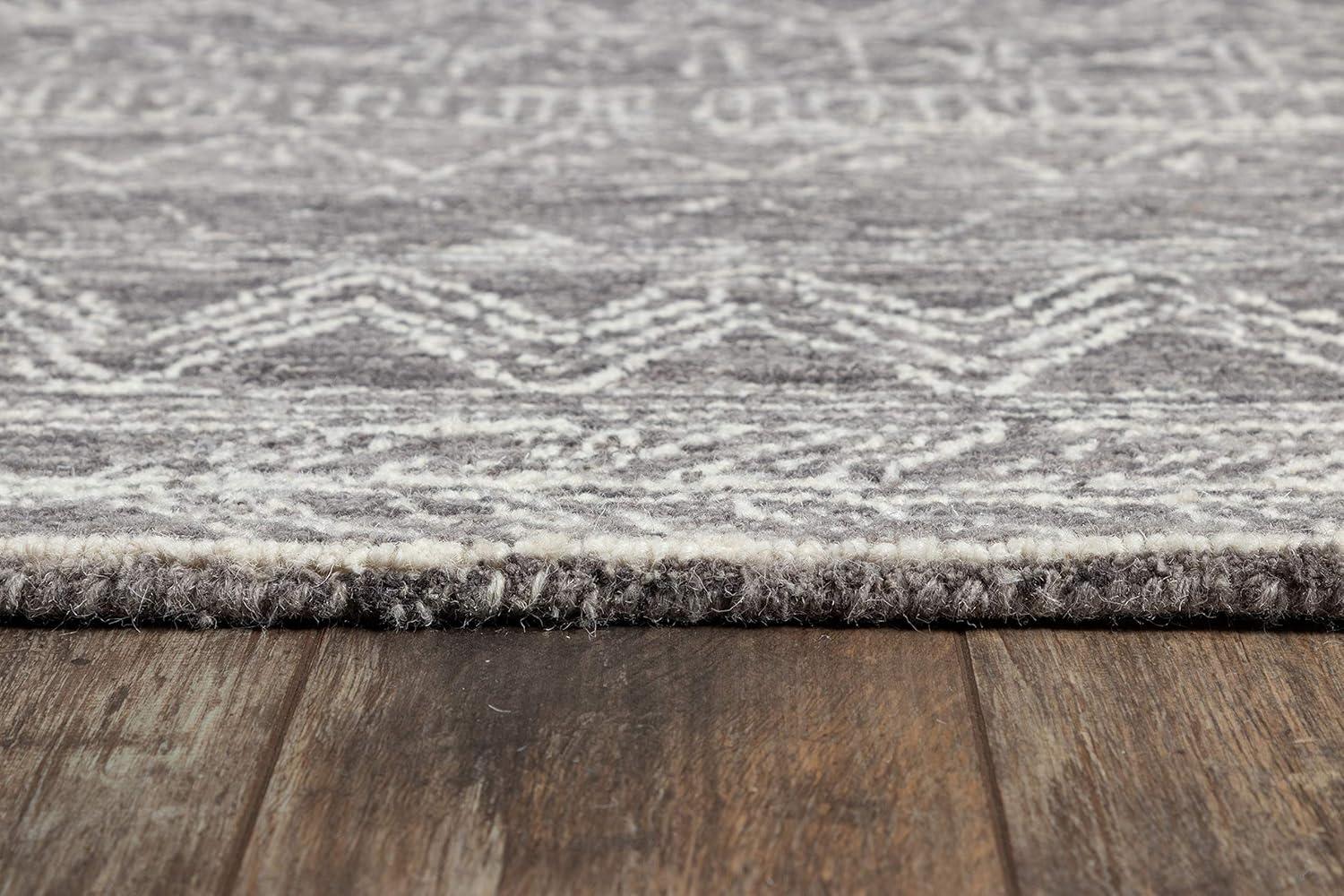 Handmade Gray Geometric Wool Rectangular Area Rug