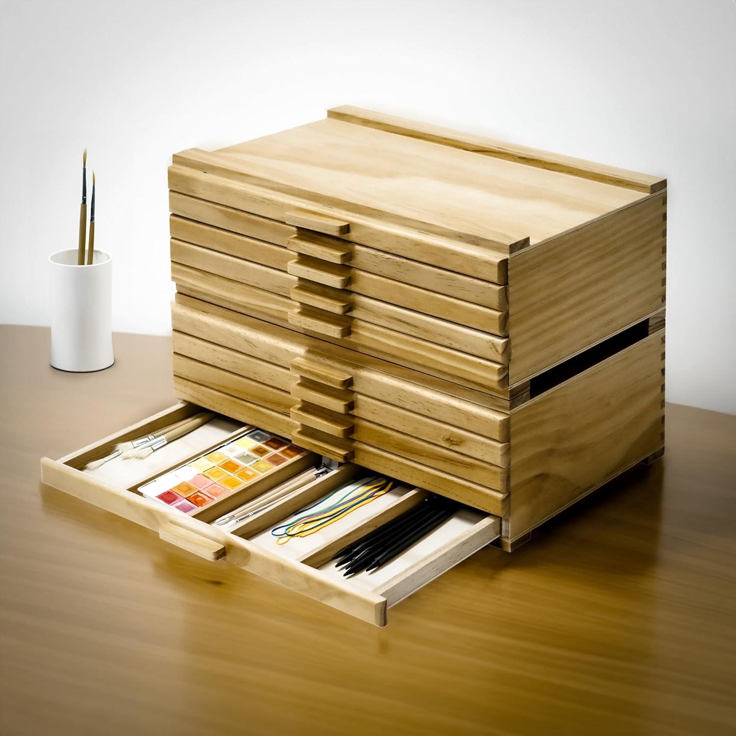 Wood Artist Storage, Art Container for Organizing Art Supplies