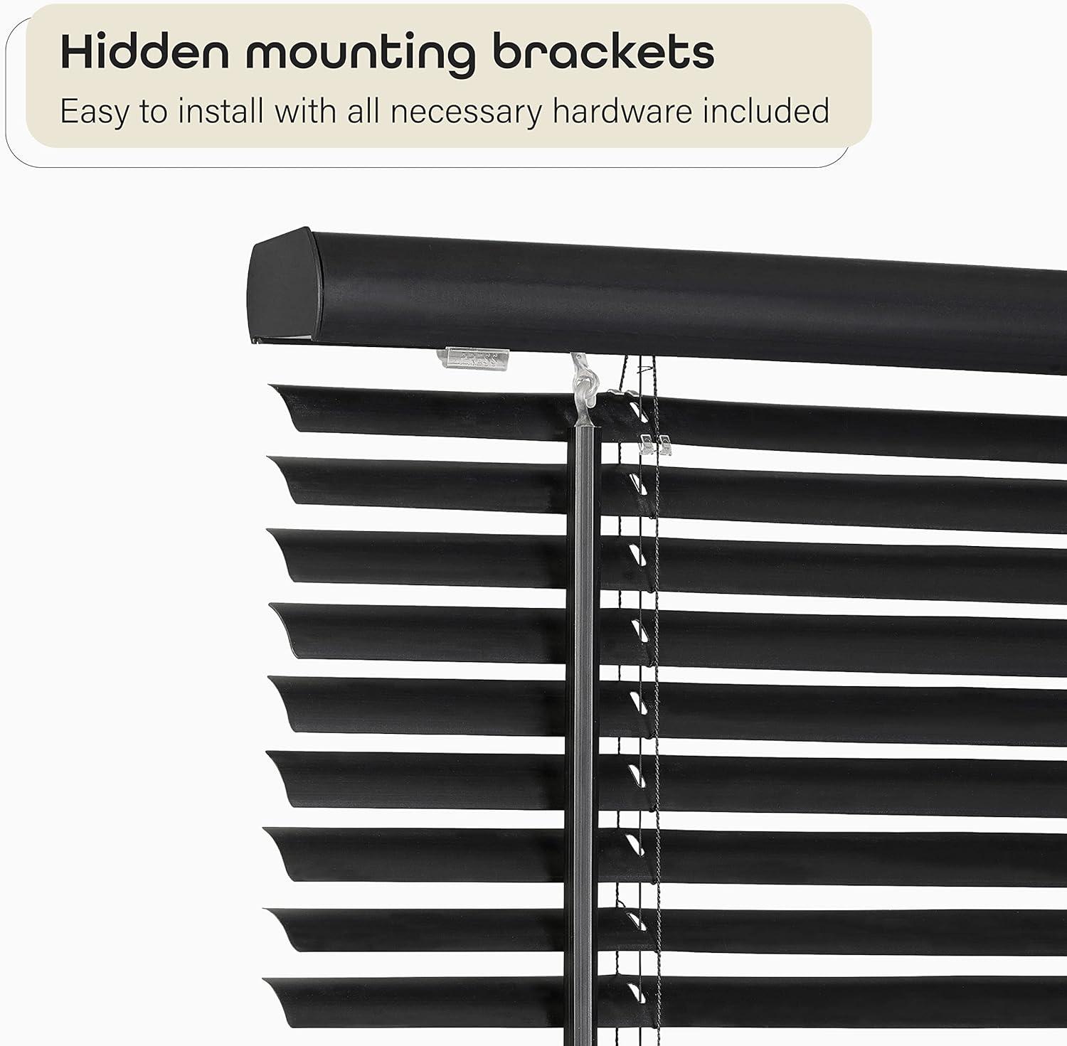 Achim GII Morningstar Indoor Cordless Black Vinyl Light Filtering Window Mini Blind, 64" L x 34" W