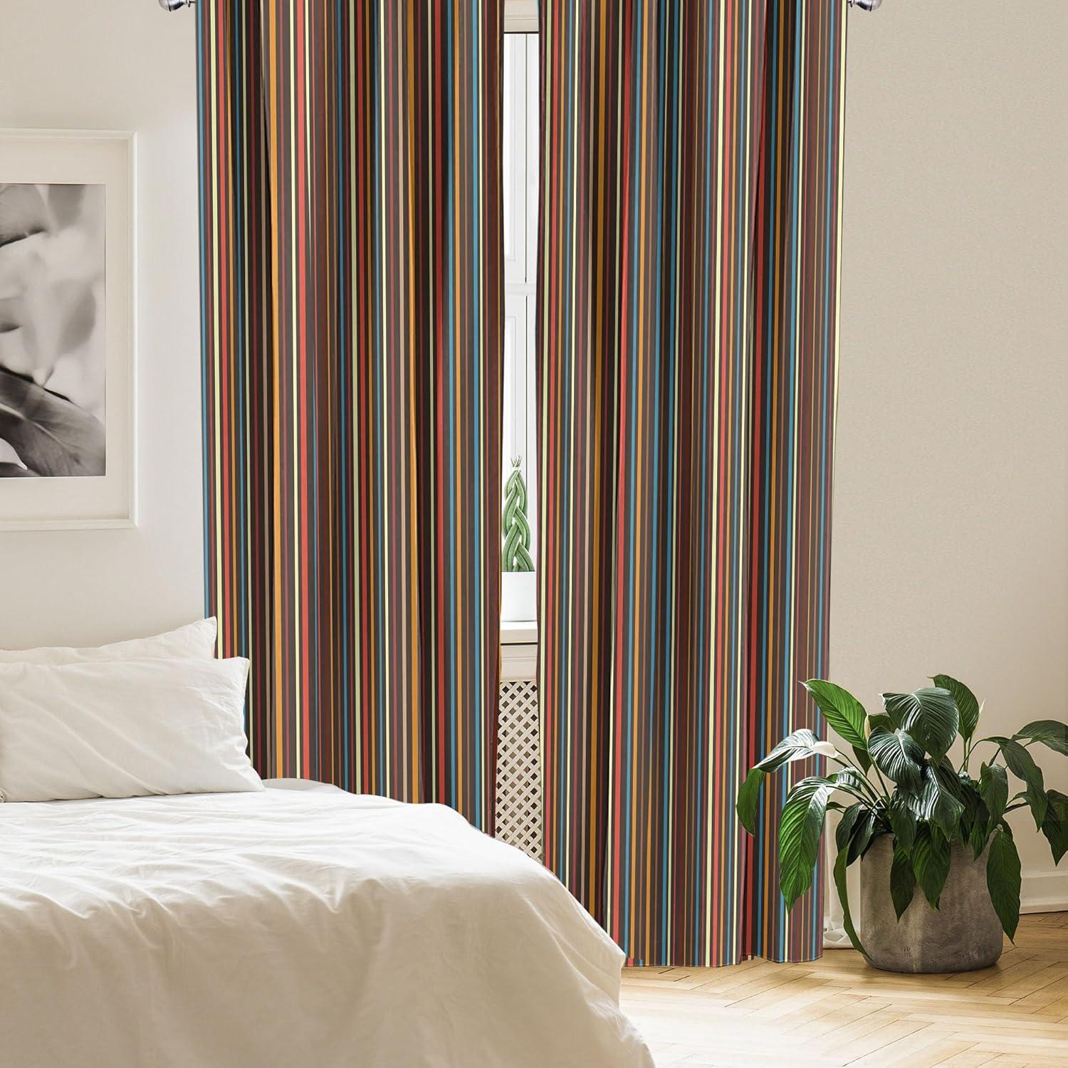 Striped Semi-Sheer Rod Pocket Curtain Panels (Set of 2)