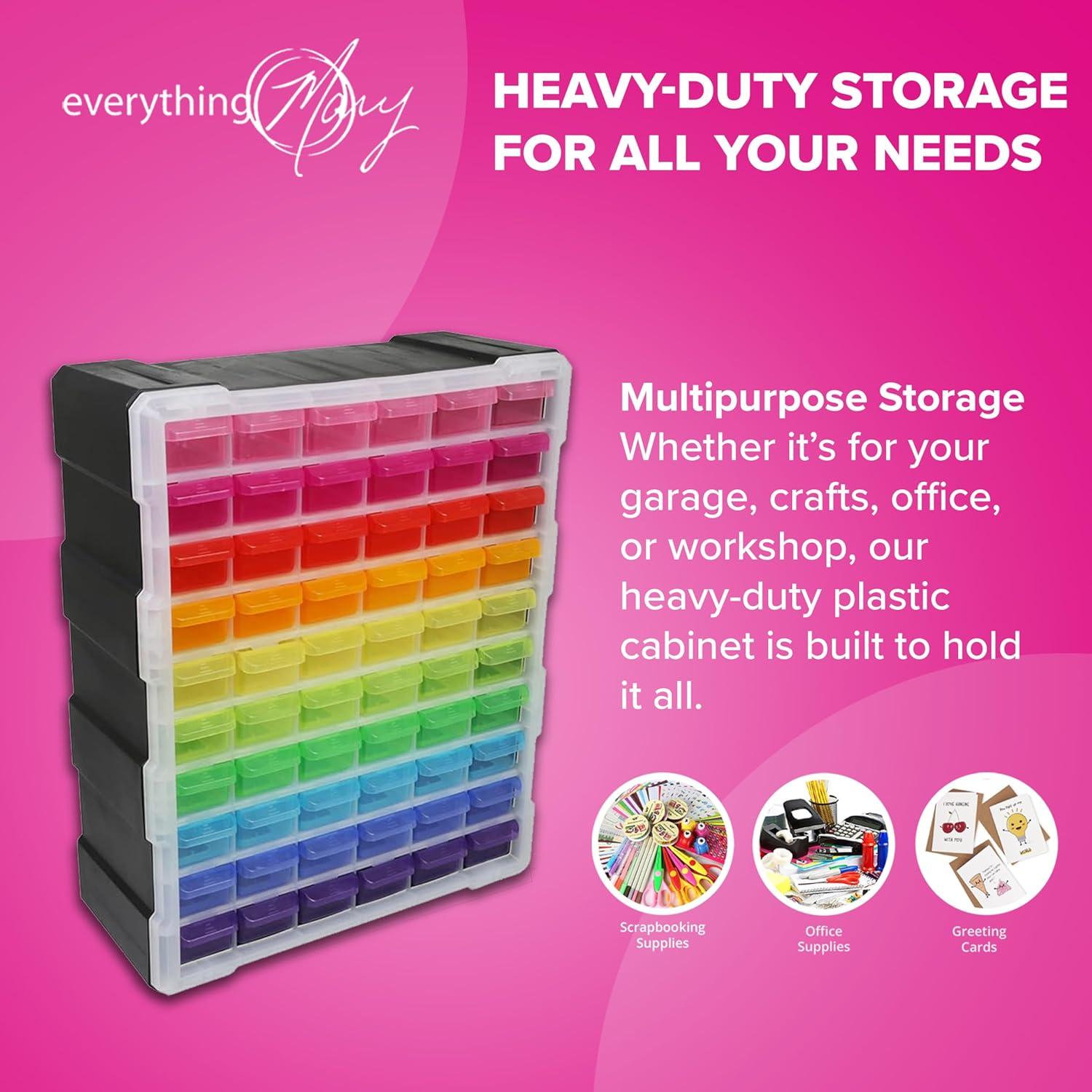 Everything Mary 60 Drawer Organizer, Multicolor, Multi-Purpose Plastic Cabinet - Small Parts Storage