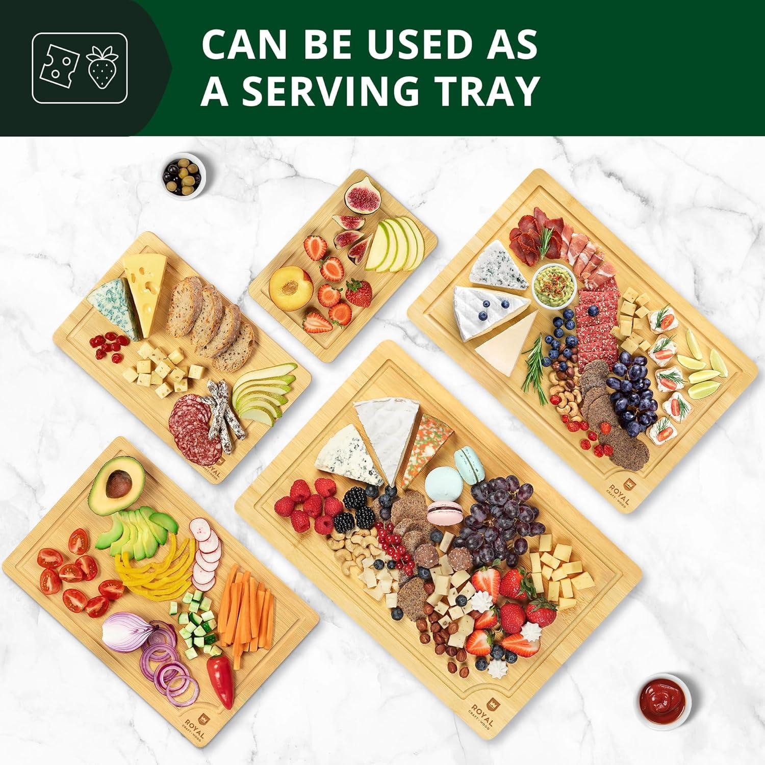 Royal Craft Wood Bamboo Cutting Board Set of 5