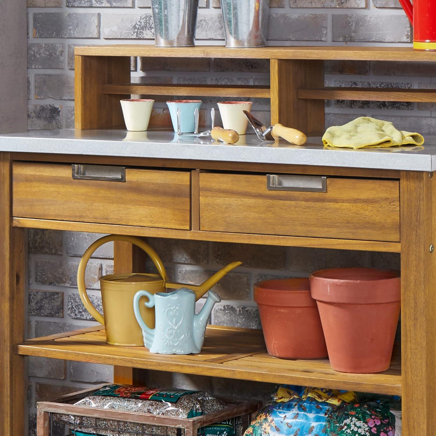 Homestyles Maho Brown Wood Potting Bench