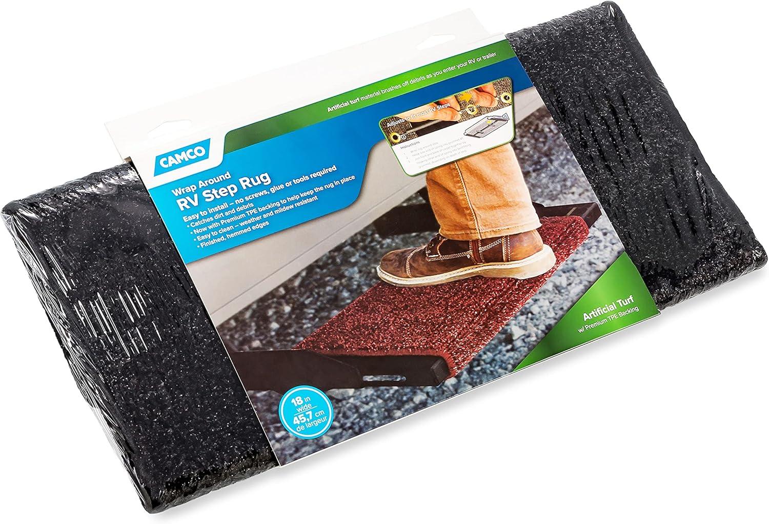 Step Rug,Premium,Turf w/UV&TPE,Hemmed 17.5"x 18" Black (E/F)