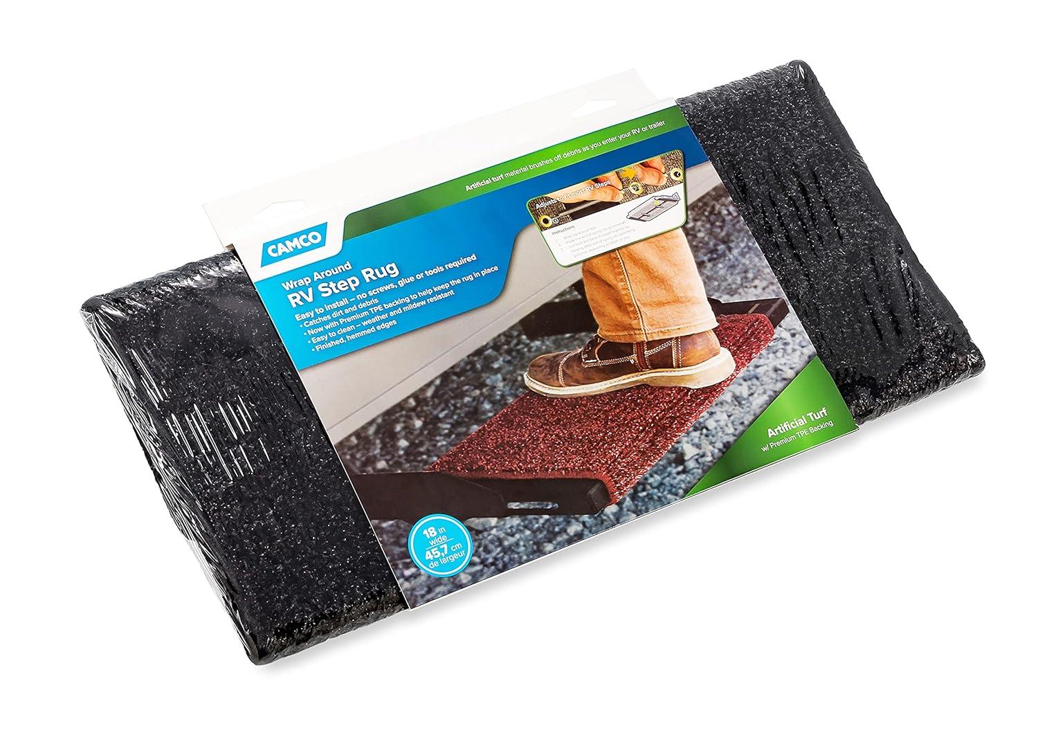 Step Rug,Premium,Turf w/UV&TPE,Hemmed 17.5"x 18" Black (E/F)